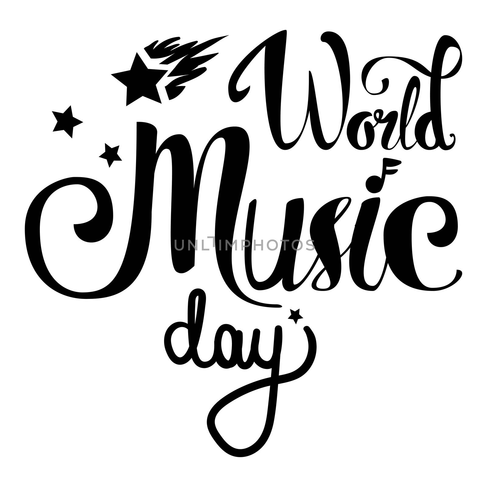 Vintage World Music Day Lettering for Banner, Poster, Card. Vector