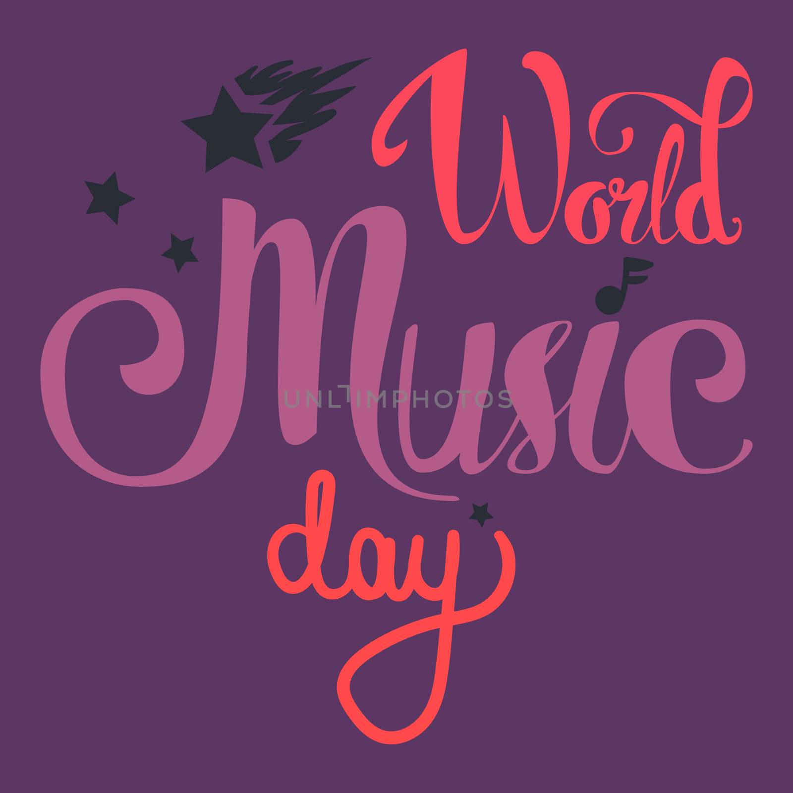 Vintage World Music Day Lettering for Banner and Badge. Sticker, Poster, Card Design Template. Vector