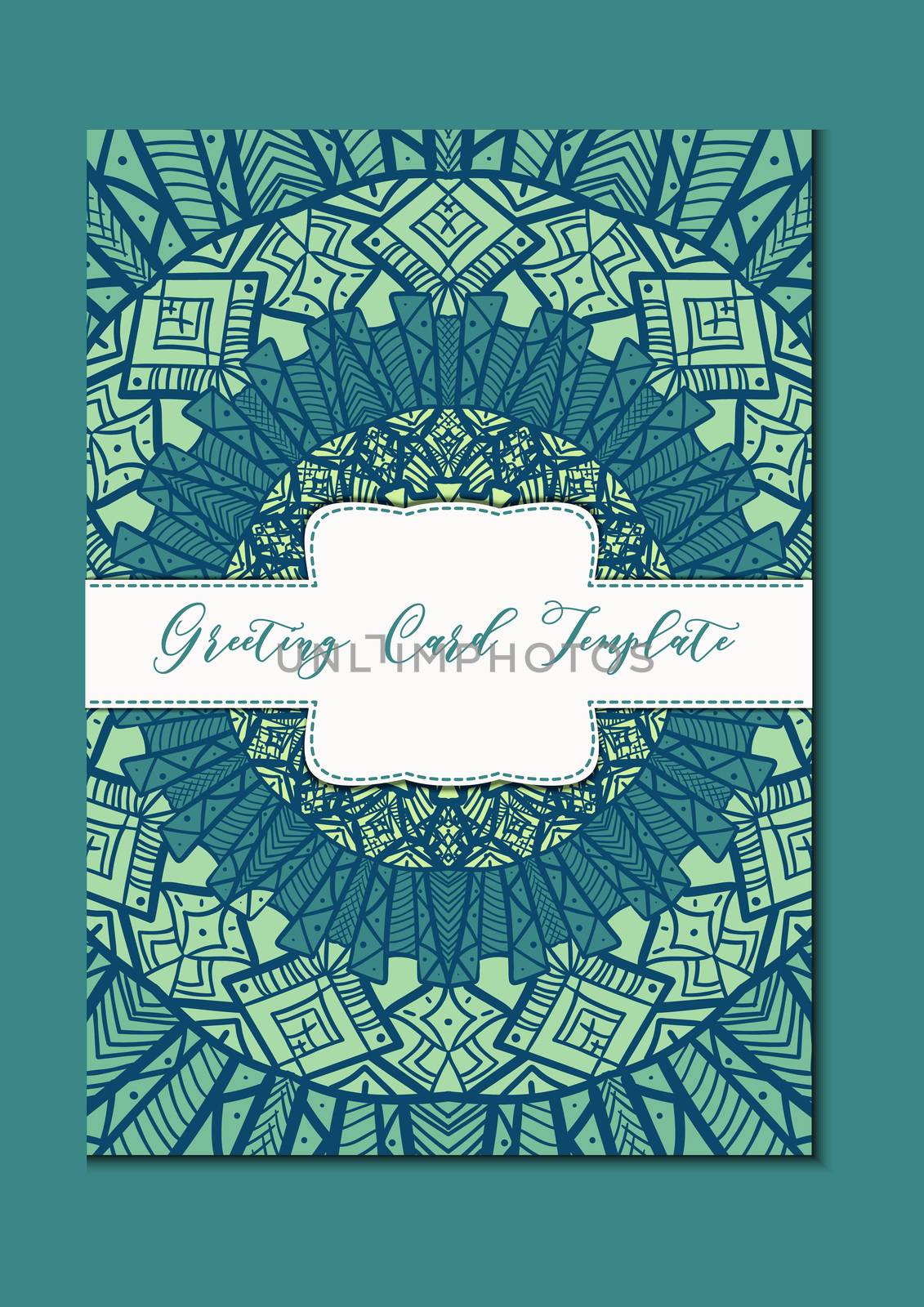 Business mandala card template. Oriental ethnic pattern. Mehndi ornament page for brochure, flyer, greeting, invitation cover. Design layout in boho and islam, arabic and east, indian style. Vector