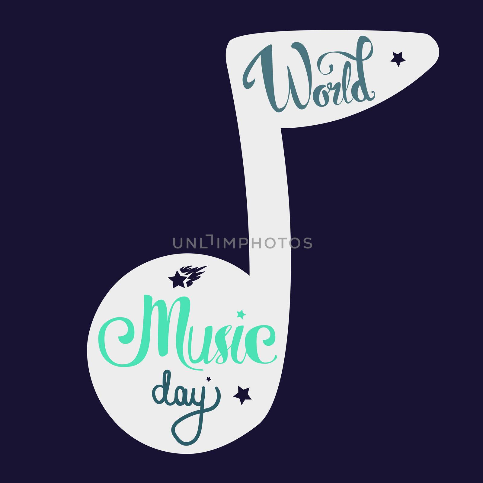Vintage World Music Day Lettering for Banner and Badge. Sticker, Poster, Card Design Template. Vector