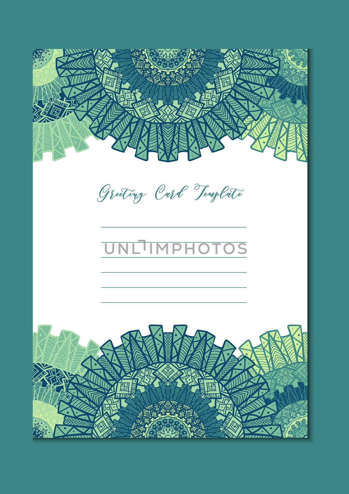 Business mandala card template. Oriental ethnic pattern. Mehndi ornament page for brochure, flyer, greeting, invitation cover. Design layout in boho and islam, arabic and east, indian style. Vector