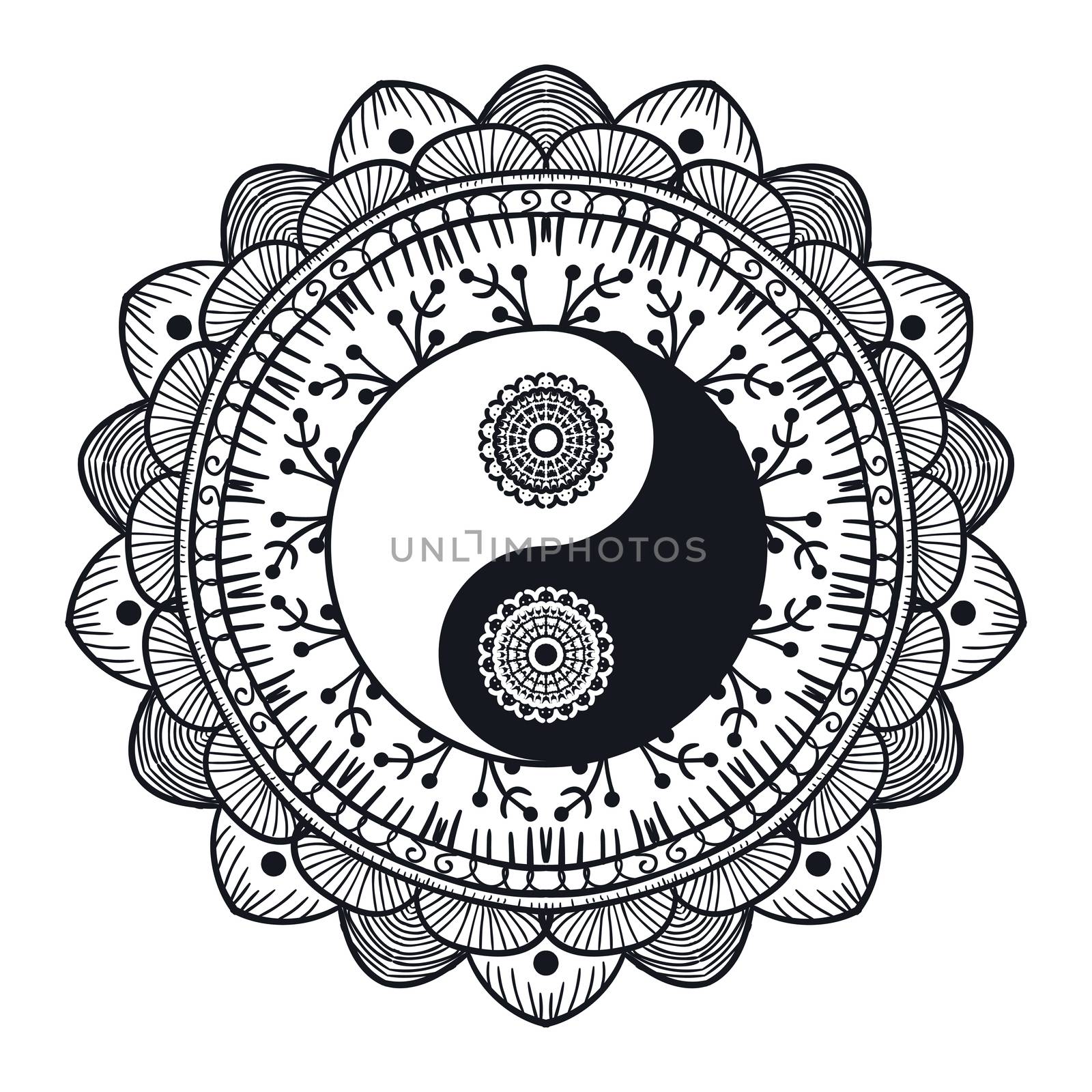 Vintage Yin and Yang in Mandala by barsrsind