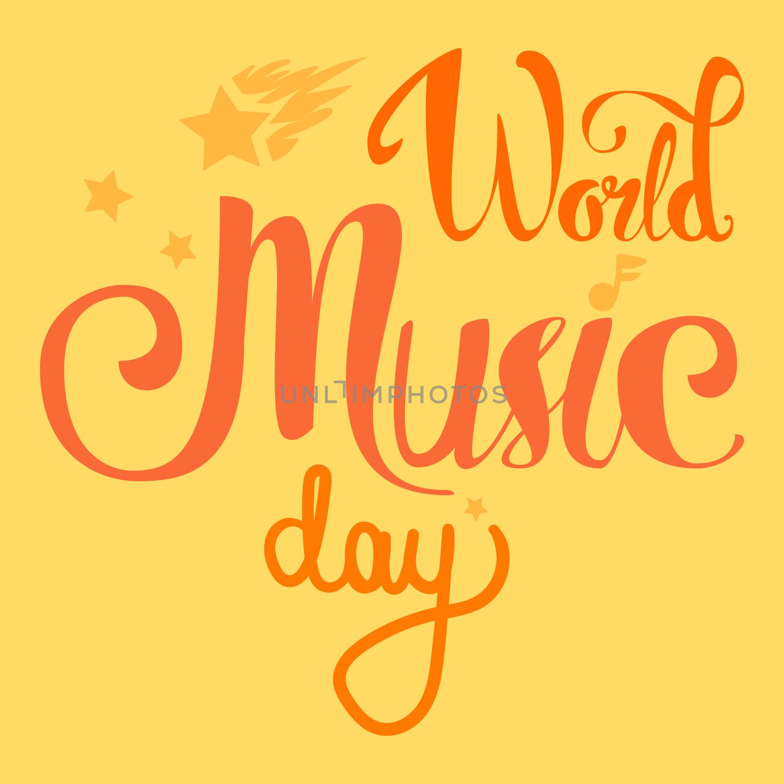 Vintage World Music Day Lettering for Banner and Badge. Sticker, Poster, Card Design Template. Vector