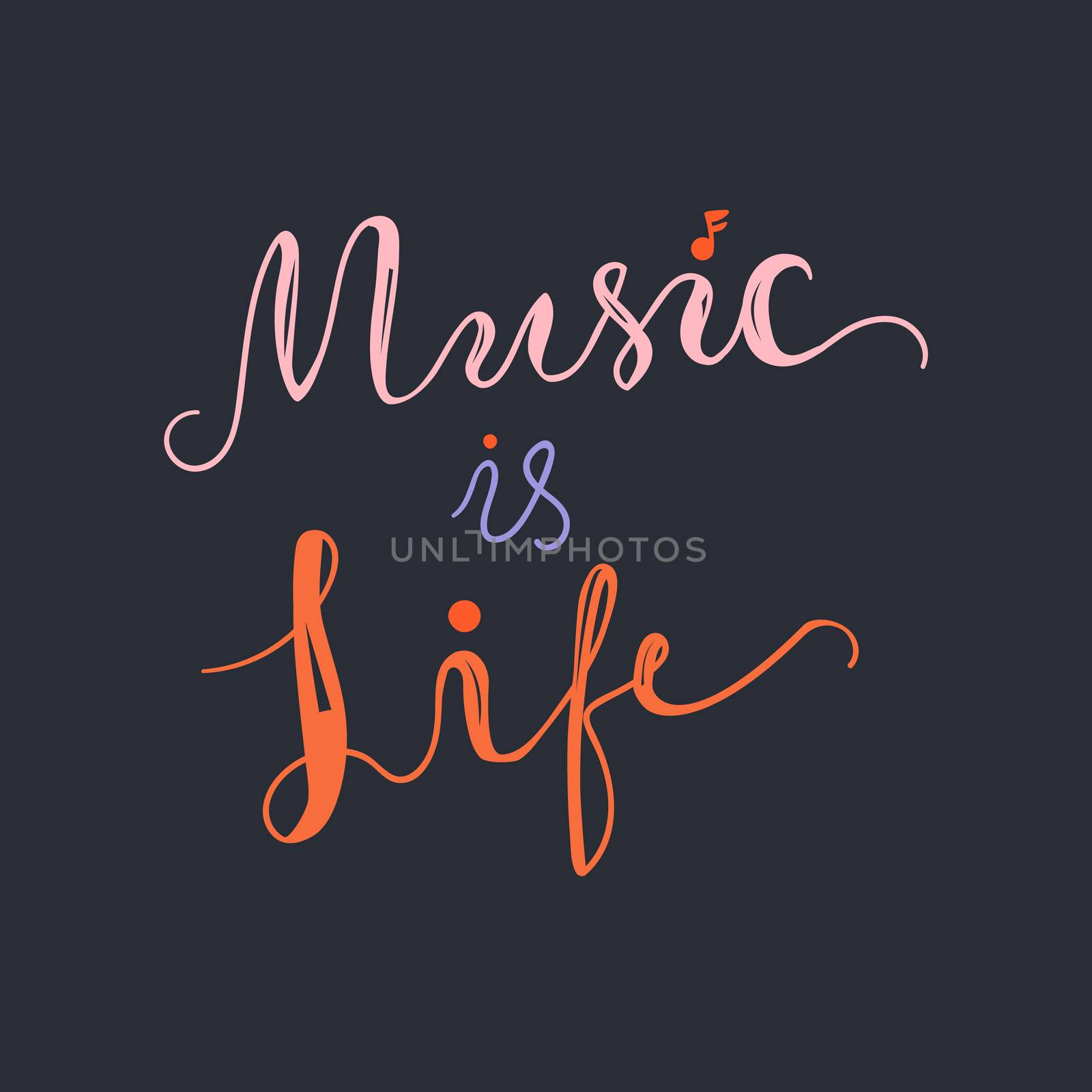 Vintage Musical Lettering for Banner and Badge. Sticker, Poster, Festival and Concert Card Design Template. Music is Life. Vector