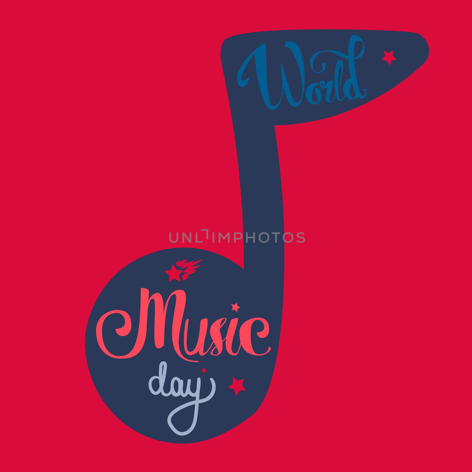 Vintage World Music Day Lettering for Banner and Badge. Sticker, Poster, Card Design Template. Vector