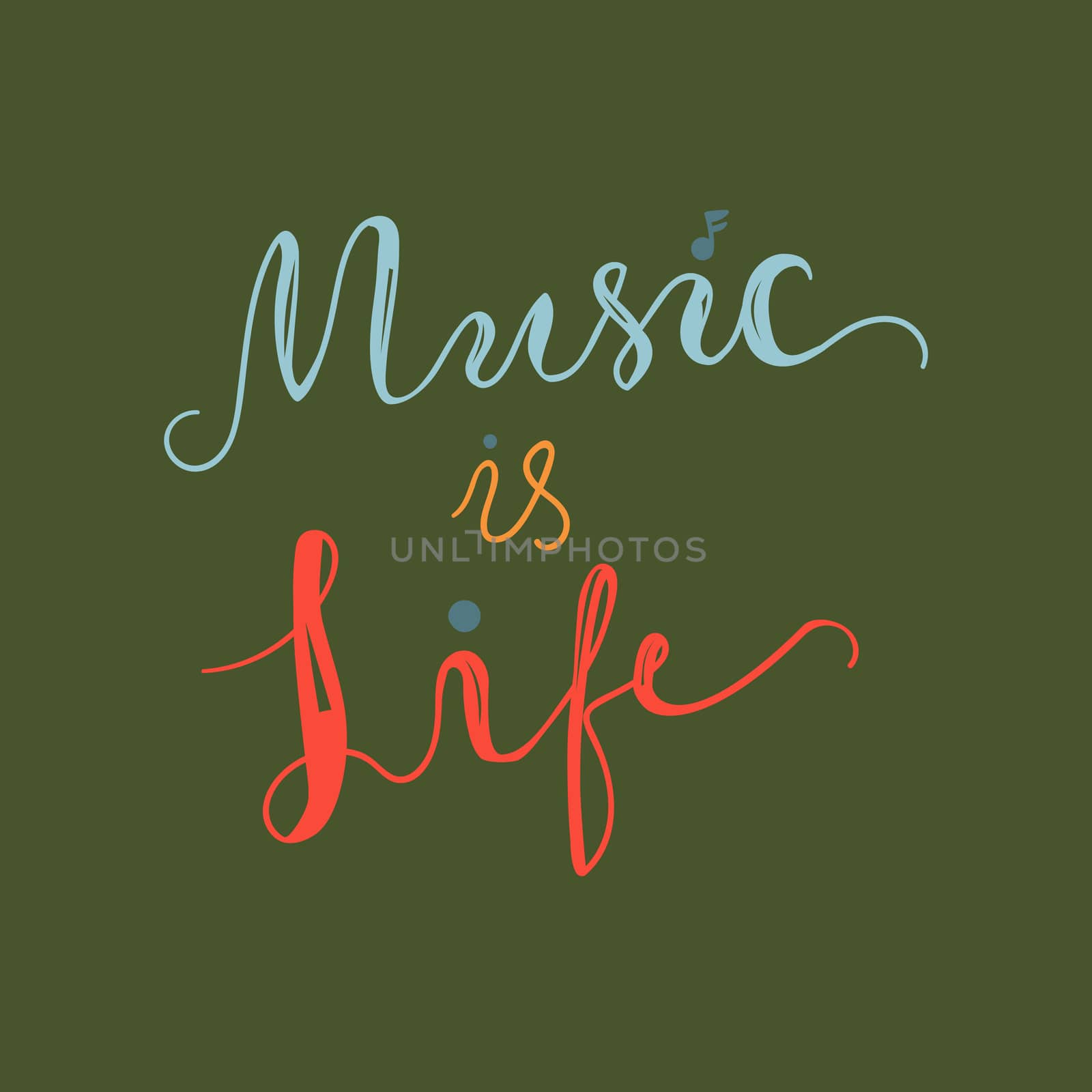 Vintage Musical Lettering for Banner and Badge. Sticker, Poster, Festival and Concert Card Design Template. Music is Life. Vector