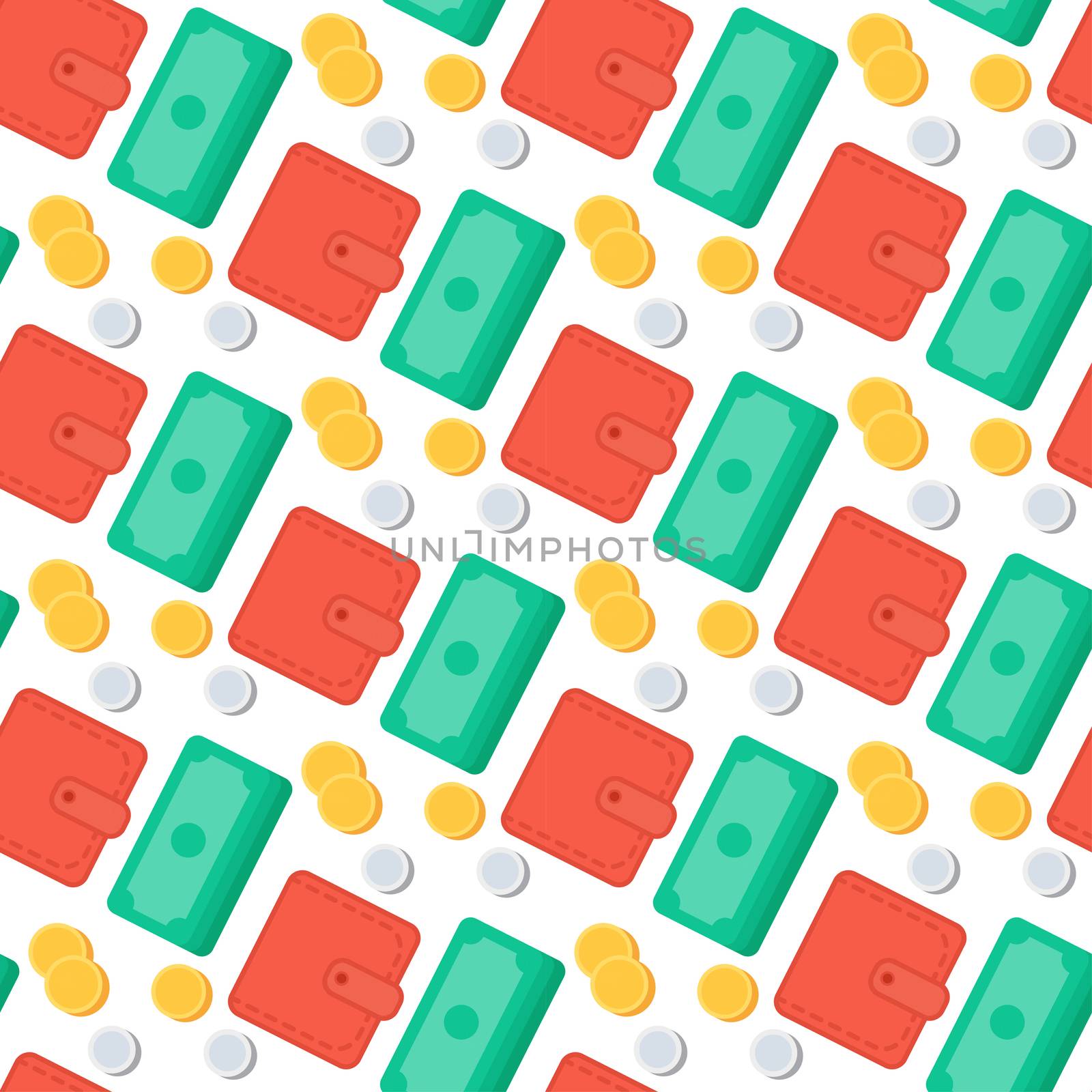 Successful investing Seamless Pattern. Bank holding. Financial budget banner. Money, coins, purse. Earnings and payments symbol. Vector