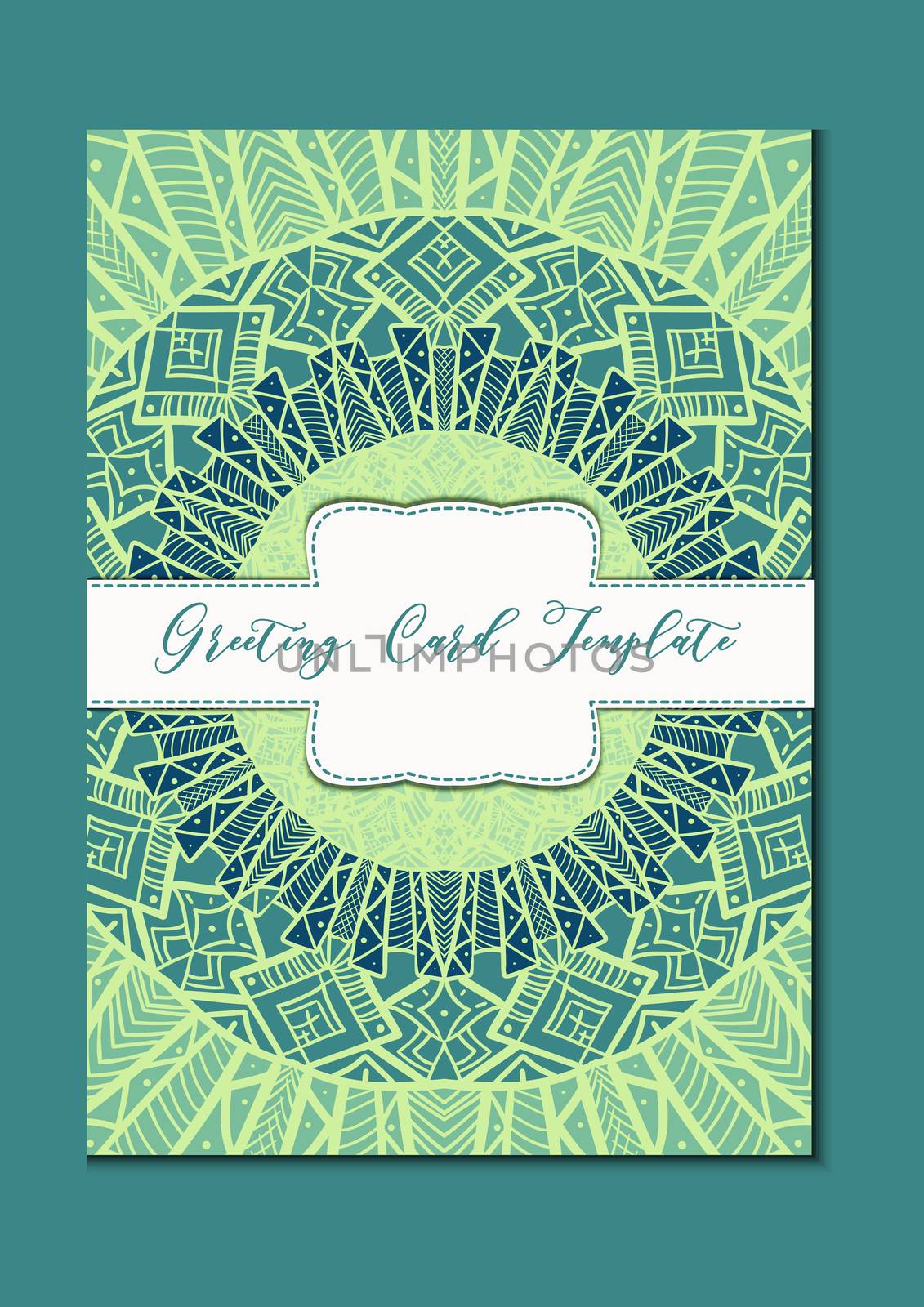 Business mandala card template. Oriental ethnic pattern. Mehndi ornament page for brochure, flyer, greeting, invitation cover. Design layout in boho and islam, arabic and east, indian style. Vector