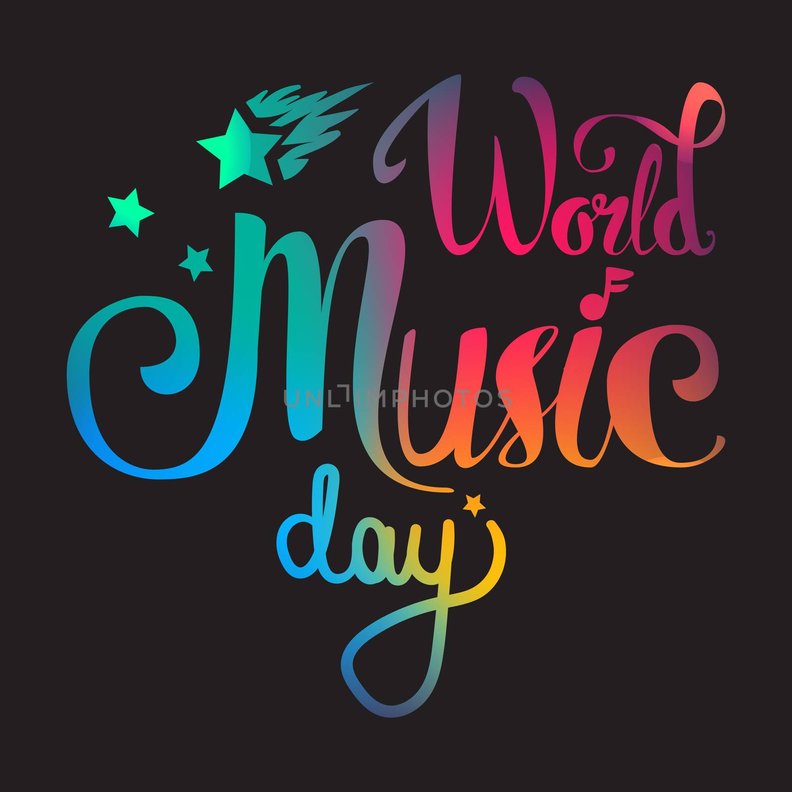 Vintage World Music Day Lettering for Banner and Badge. Sticker, Poster, Card Design Template. Vector