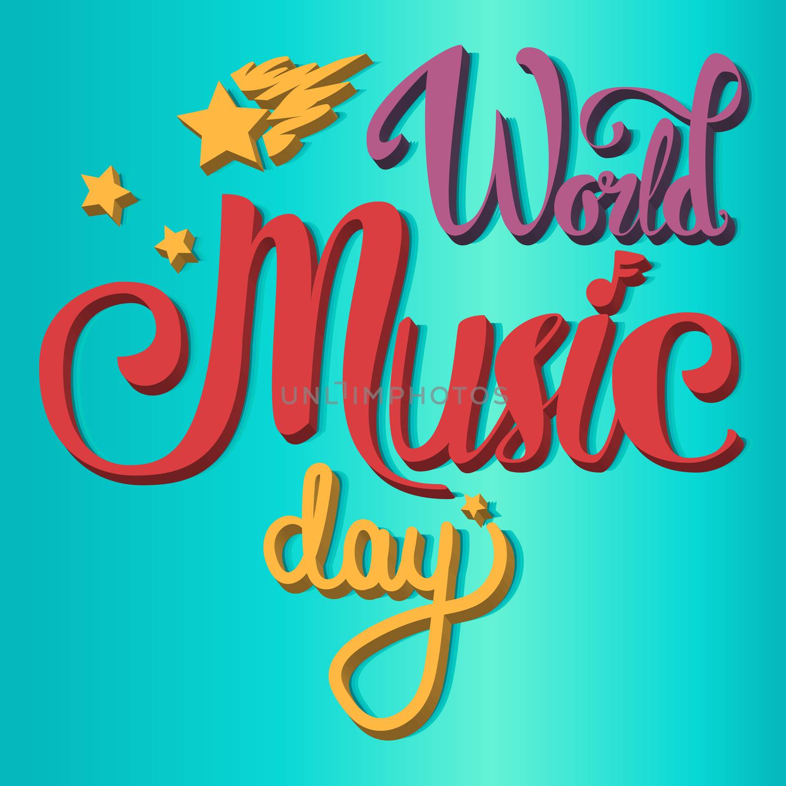 Vintage World Music Day Lettering for Banner and Badge. Sticker, Poster, Card Design Template. Vector