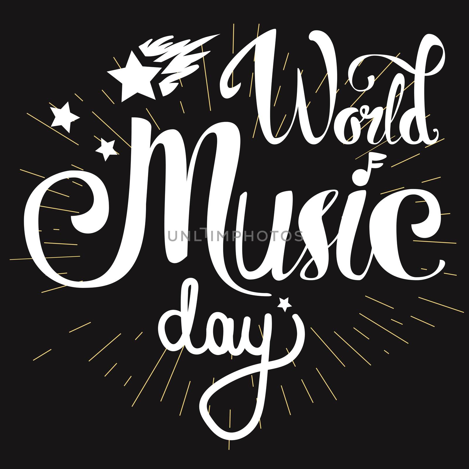 Vintage World Music Day Lettering for Banner and Badge. Sticker, Poster, Card Design Template. Vector