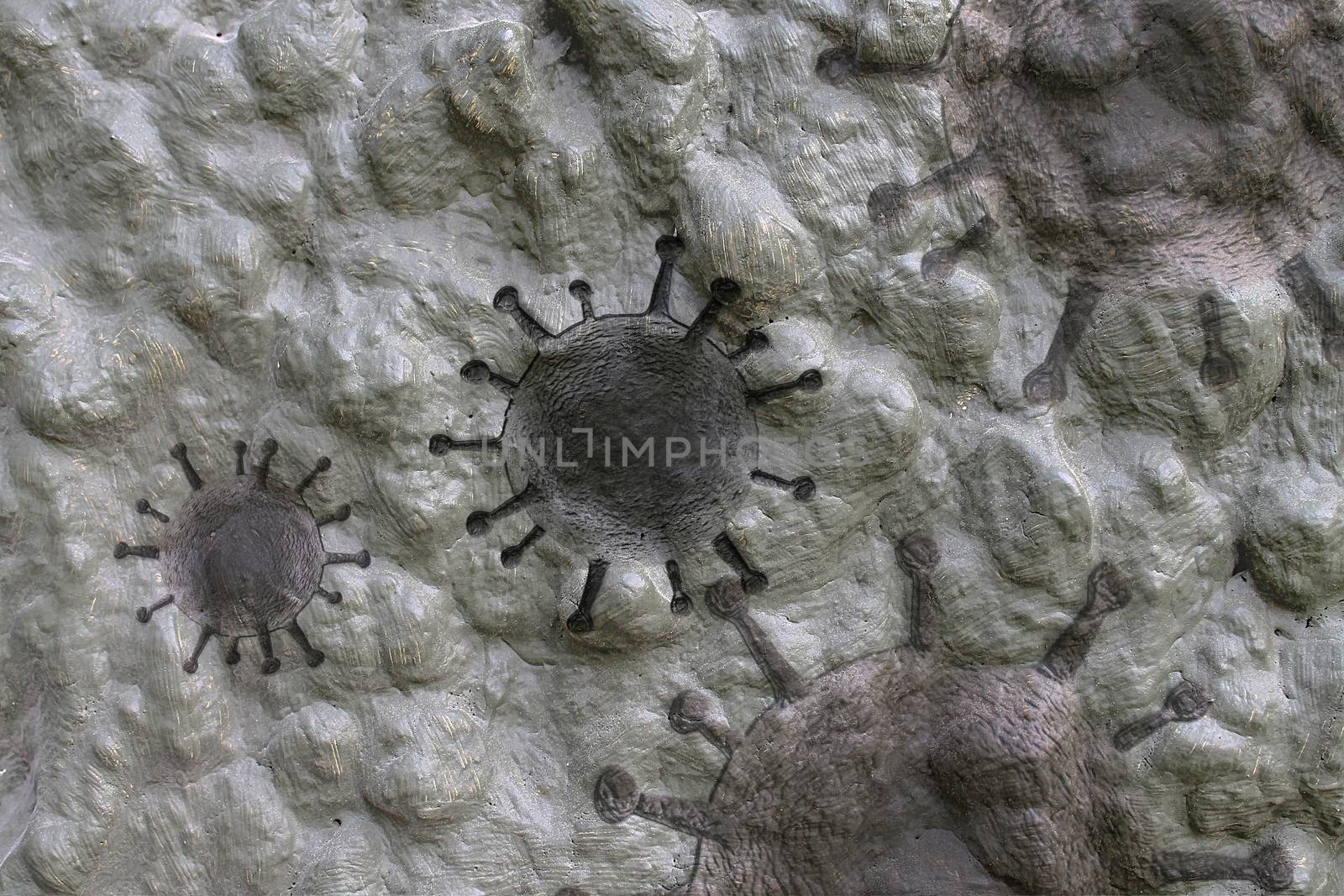 Old stone and rock textures with some virus fossil virus visualization.