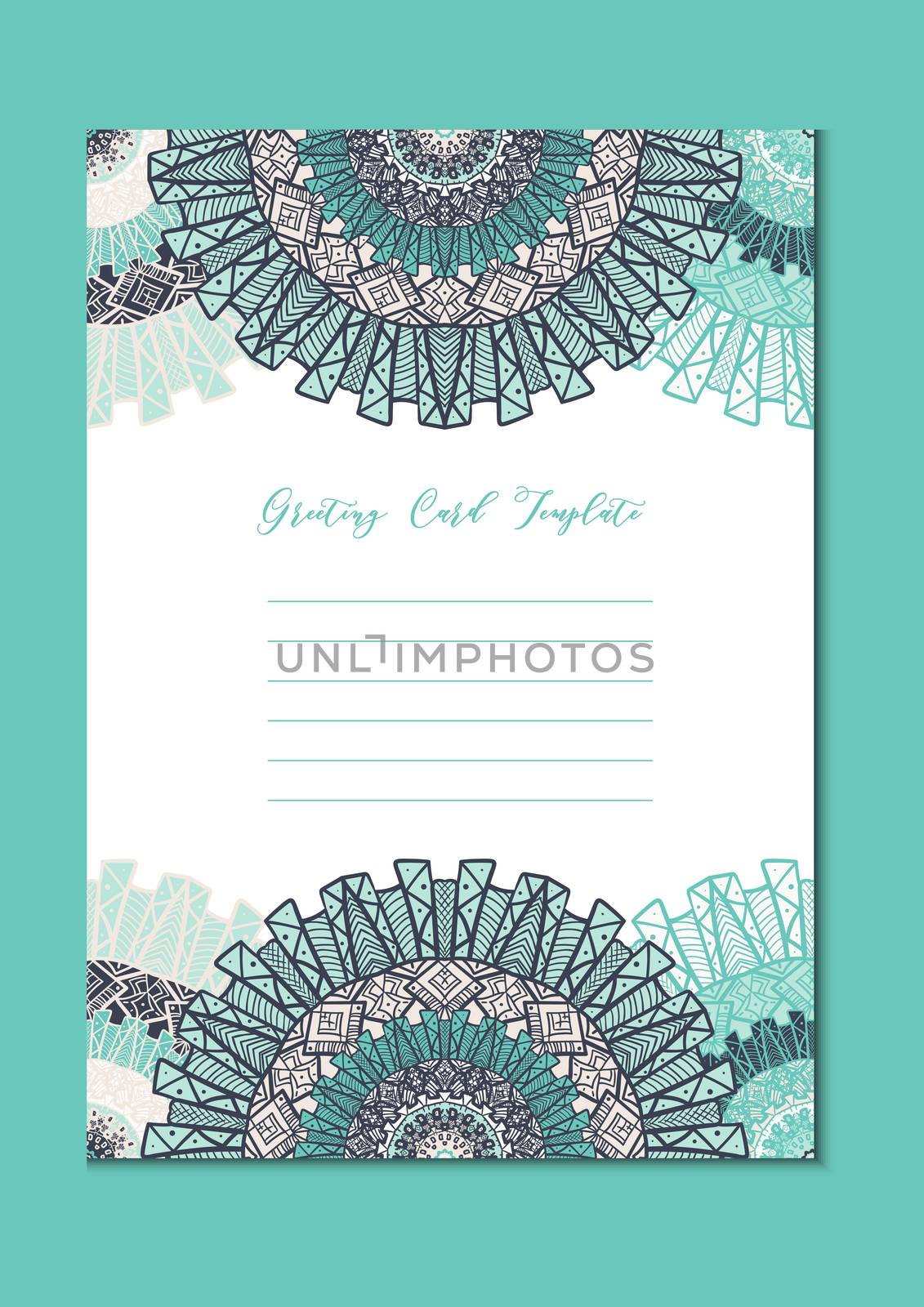 Business mandala card template. Oriental ethnic pattern. Mehndi ornament page for brochure, flyer, greeting, invitation cover. Design layout in boho and islam, arabic and east, indian style. Vector