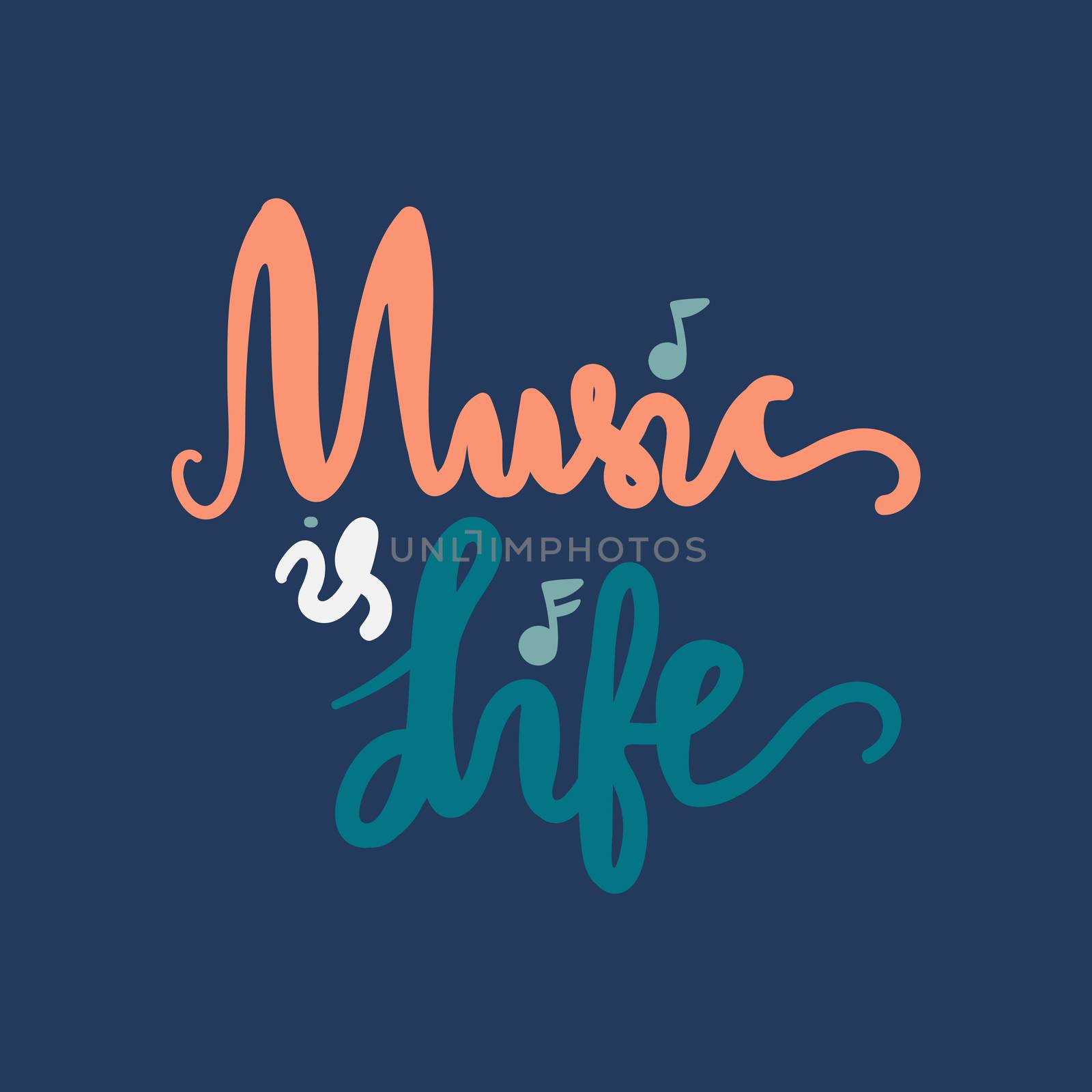 Vintage Musical Lettering for Banner and Badge. Sticker, Poster, Festival and Concert Card Design Template. Music is Life. Vector
