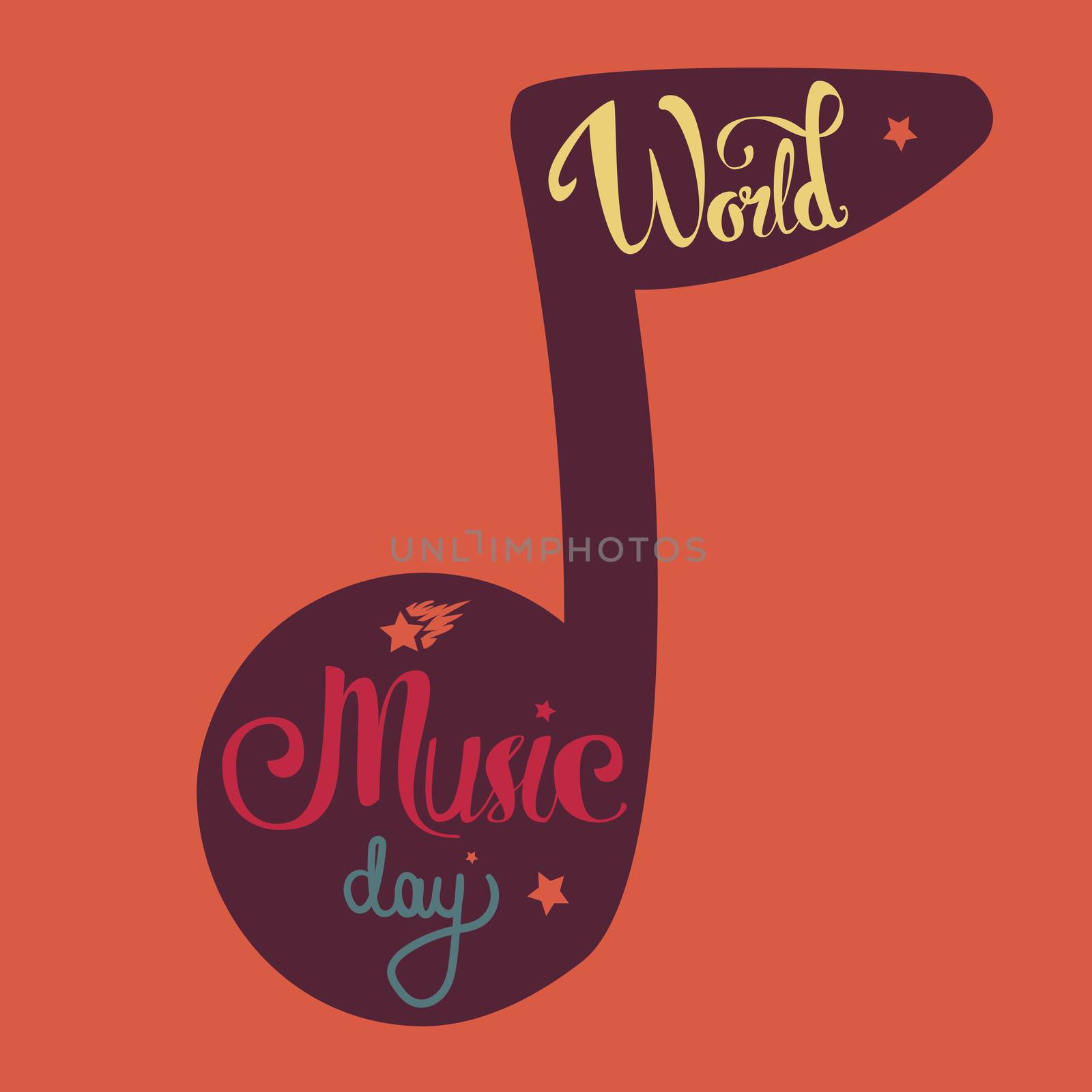 Vintage World Music Day Lettering for Banner and Badge. Sticker, Poster, Card Design Template. Vector
