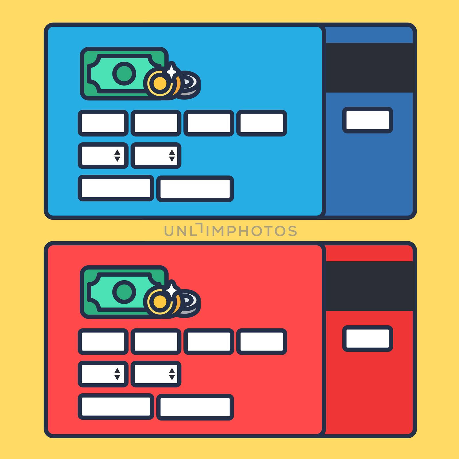 Web Template, Web Elements for site form of online shopping and enter card data. Vector