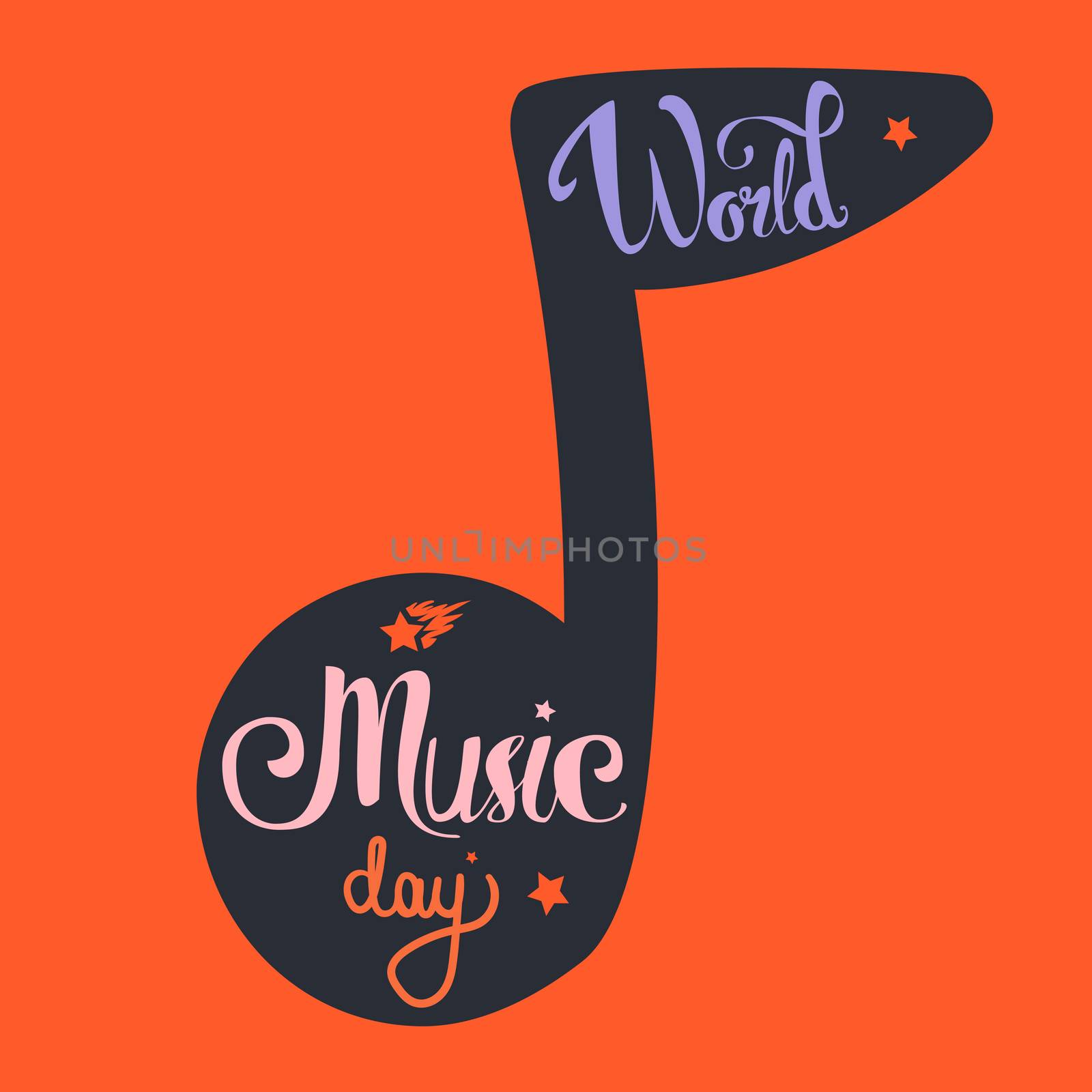 Vintage World Music Day Lettering for Banner and Badge. Sticker, Poster, Card Design Template. Vector