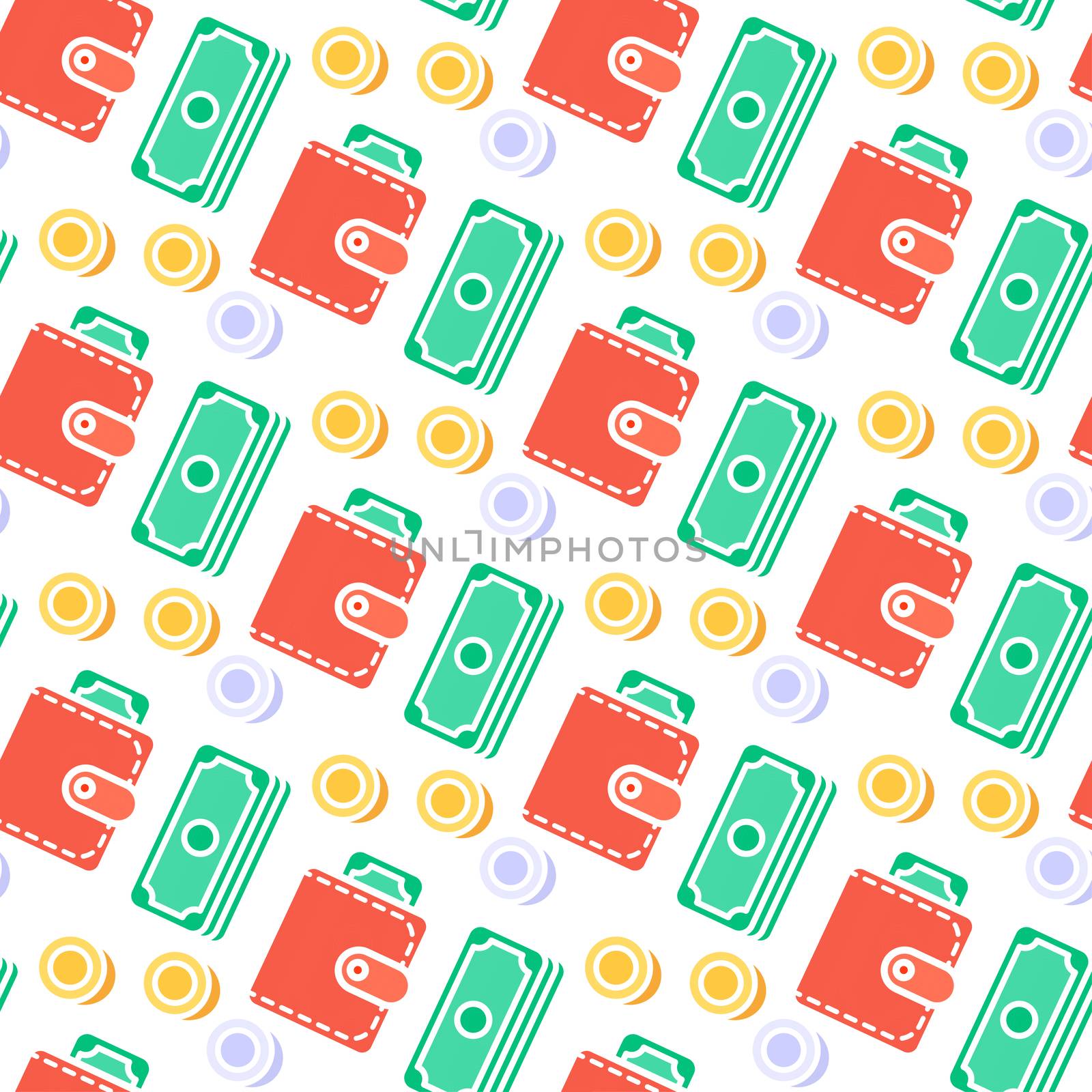 Successful investing Seamless Pattern. Bank holding. Financial budget banner. Money, coins, purse. Earnings and payments symbol. Vector