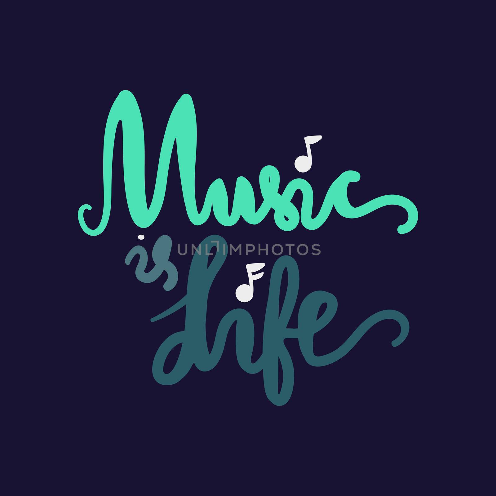 Vintage Musical Lettering for Banner and Badge. Sticker, Poster, Festival and Concert Card Design Template. Music is Life. Vector