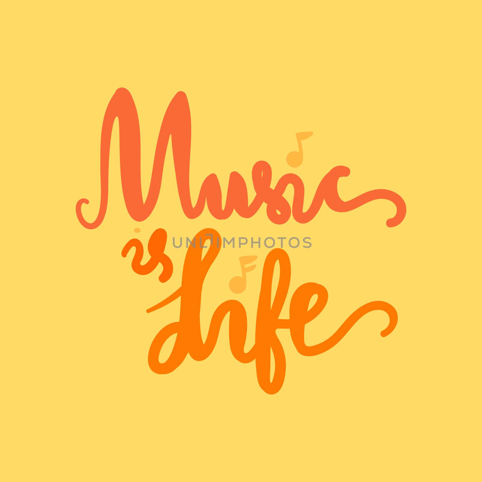 Vintage Musical Lettering for Banner and Badge. Sticker, Poster, Festival and Concert Card Design Template. Music is Life. Vector