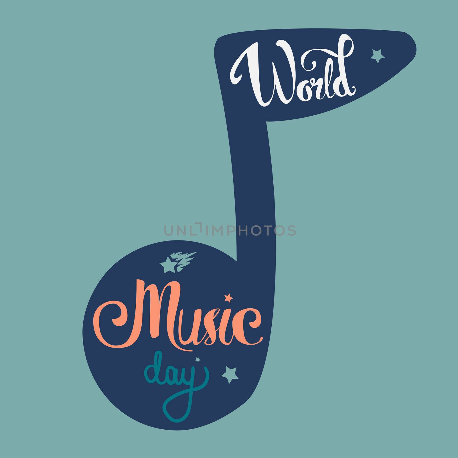 Vintage World Music Day Lettering for Banner and Badge. Sticker, Poster, Card Design Template. Vector