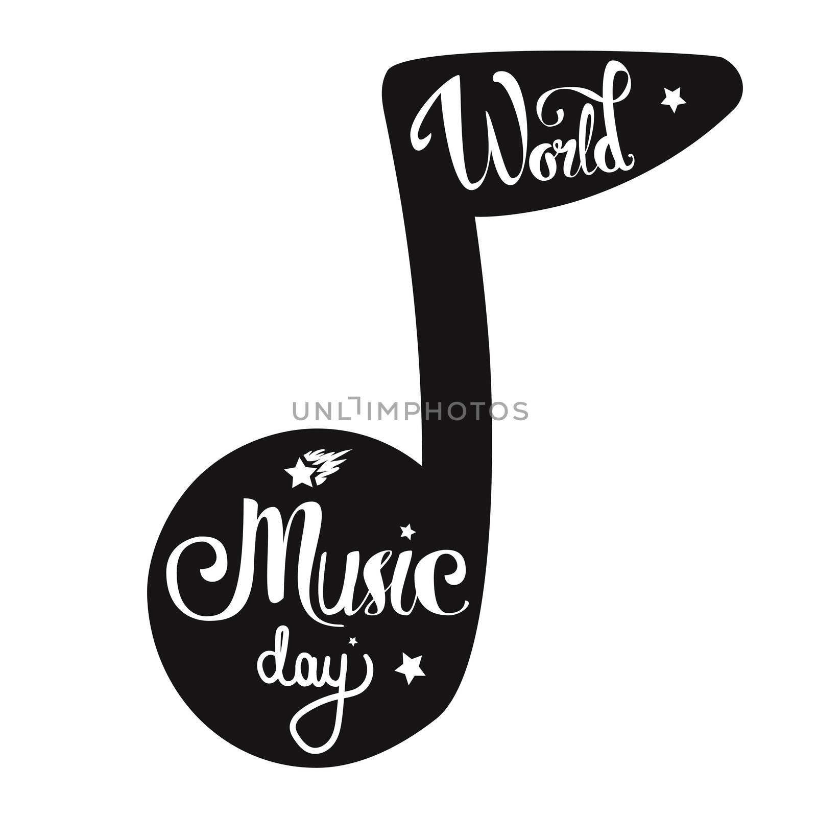 Vintage World Music Day Lettering for Banner and Badge. Sticker, Poster, Card Design Template. Vector