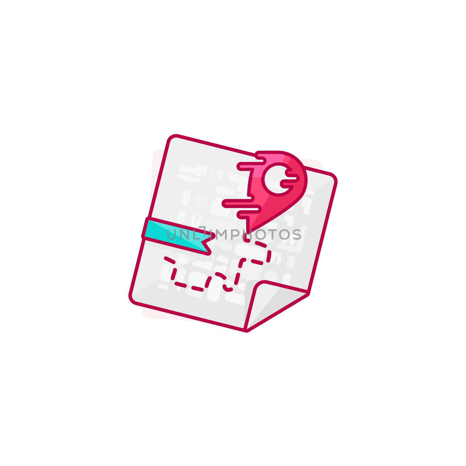 Liquid Red Pointer on Map. Fast Delivery or the Shortest Route Symbol. Navigation and search of place design. Vector