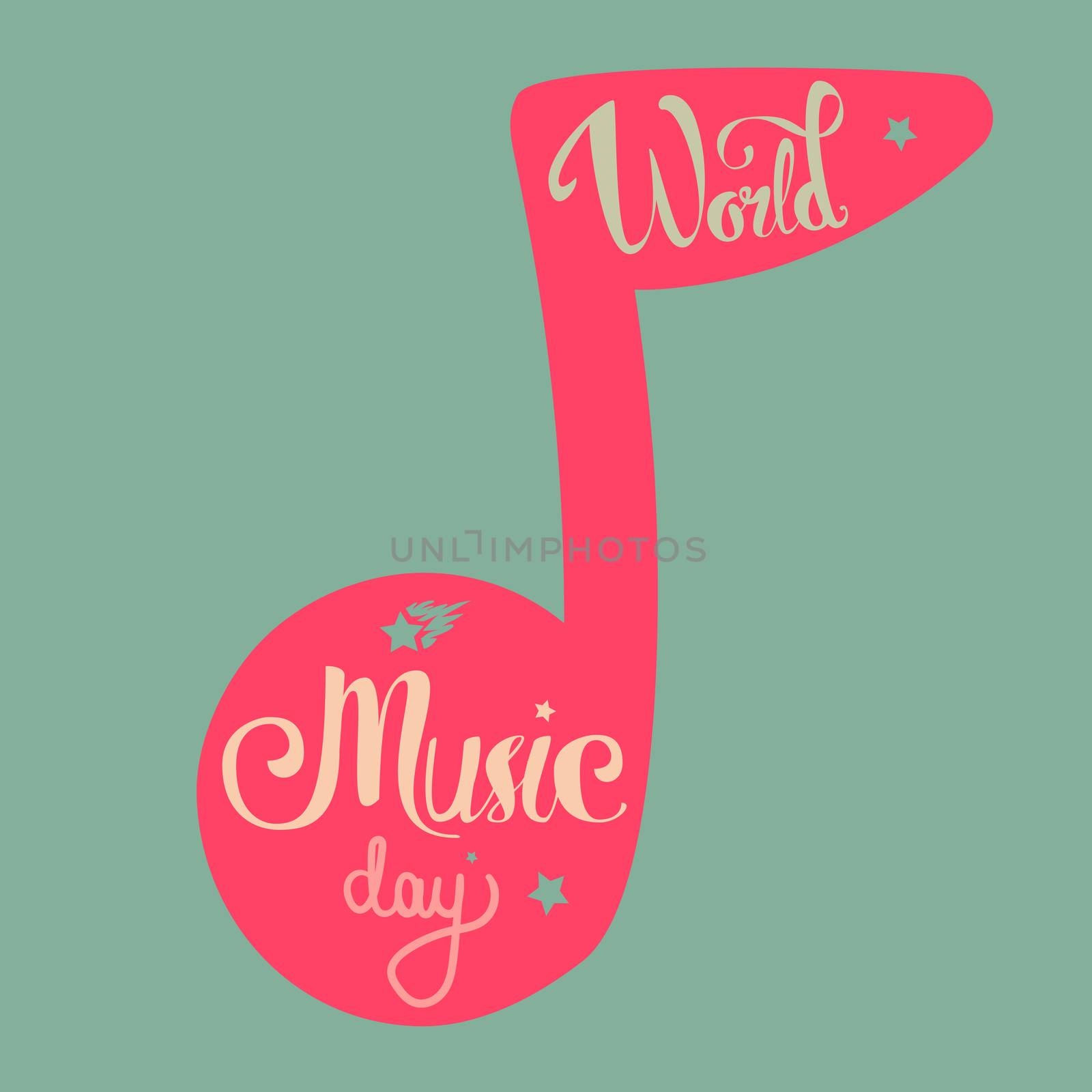 Vintage World Music Day Lettering for Banner and Badge. Sticker, Poster, Card Design Template. Vector