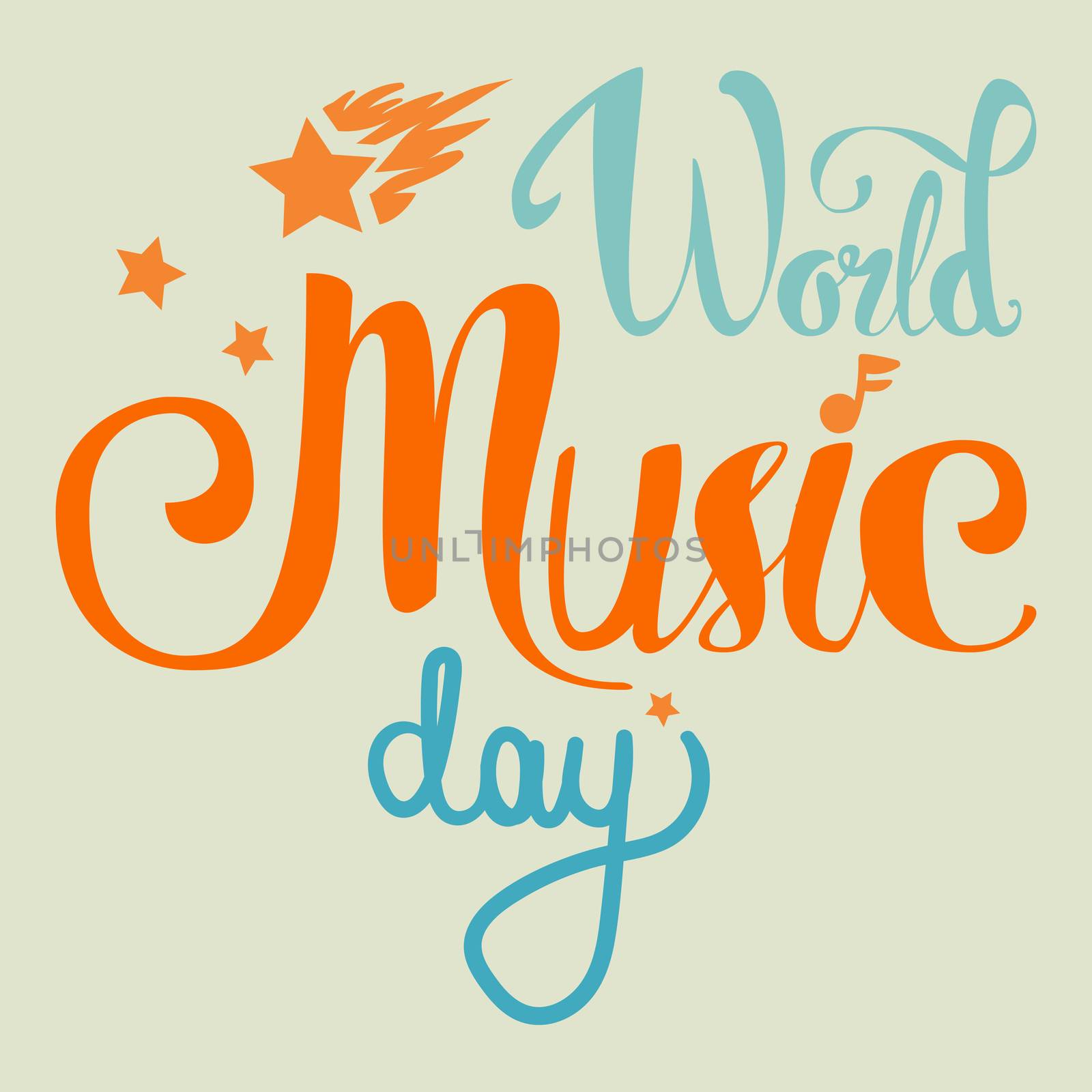Vintage World Music Day Lettering for Banner and Badge. Sticker, Poster, Card Design Template. Vector