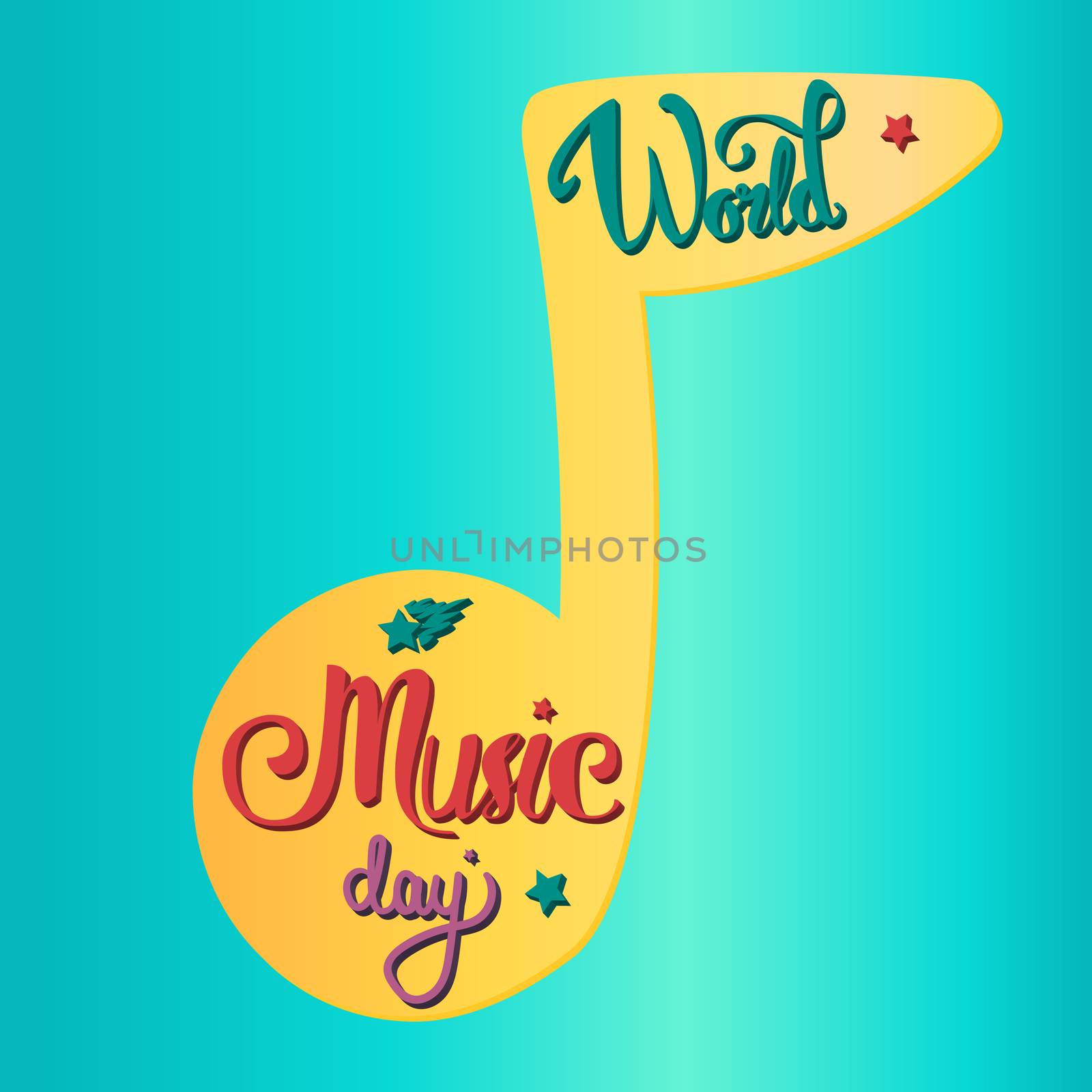 Vintage World Music Day Lettering for Banner and Badge. Sticker, Poster, Card Design Template. Vector