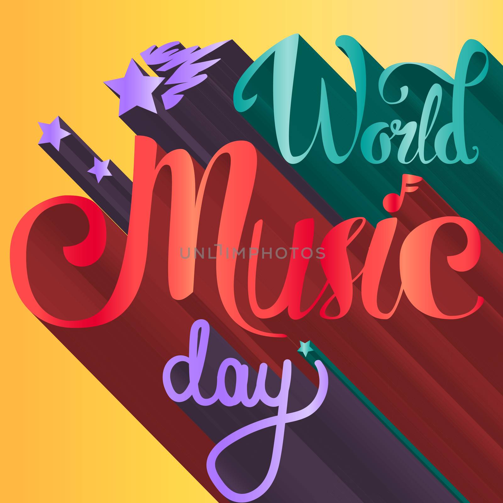 Vintage World Music Day Lettering for Banner and Badge. Sticker, Poster, Card Design Template. Vector