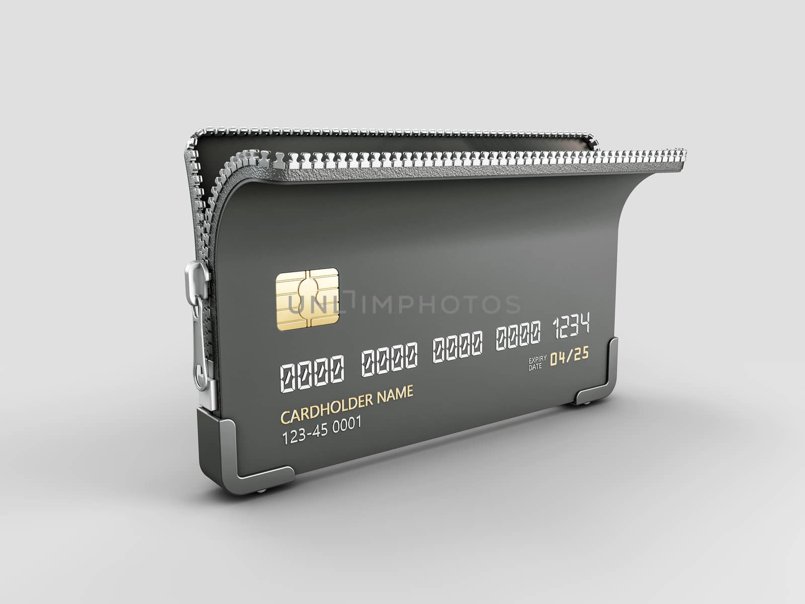 3d Rendering of Credit card with zipper clipping path included by tussik