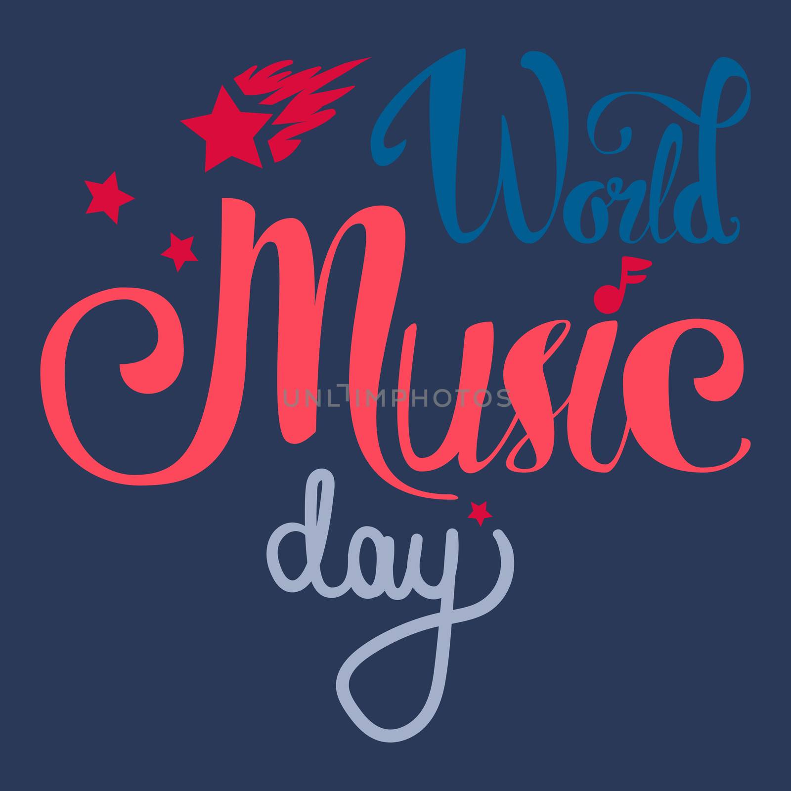Vintage World Music Day Lettering for Banner and Badge. Sticker, Poster, Card Design Template. Vector