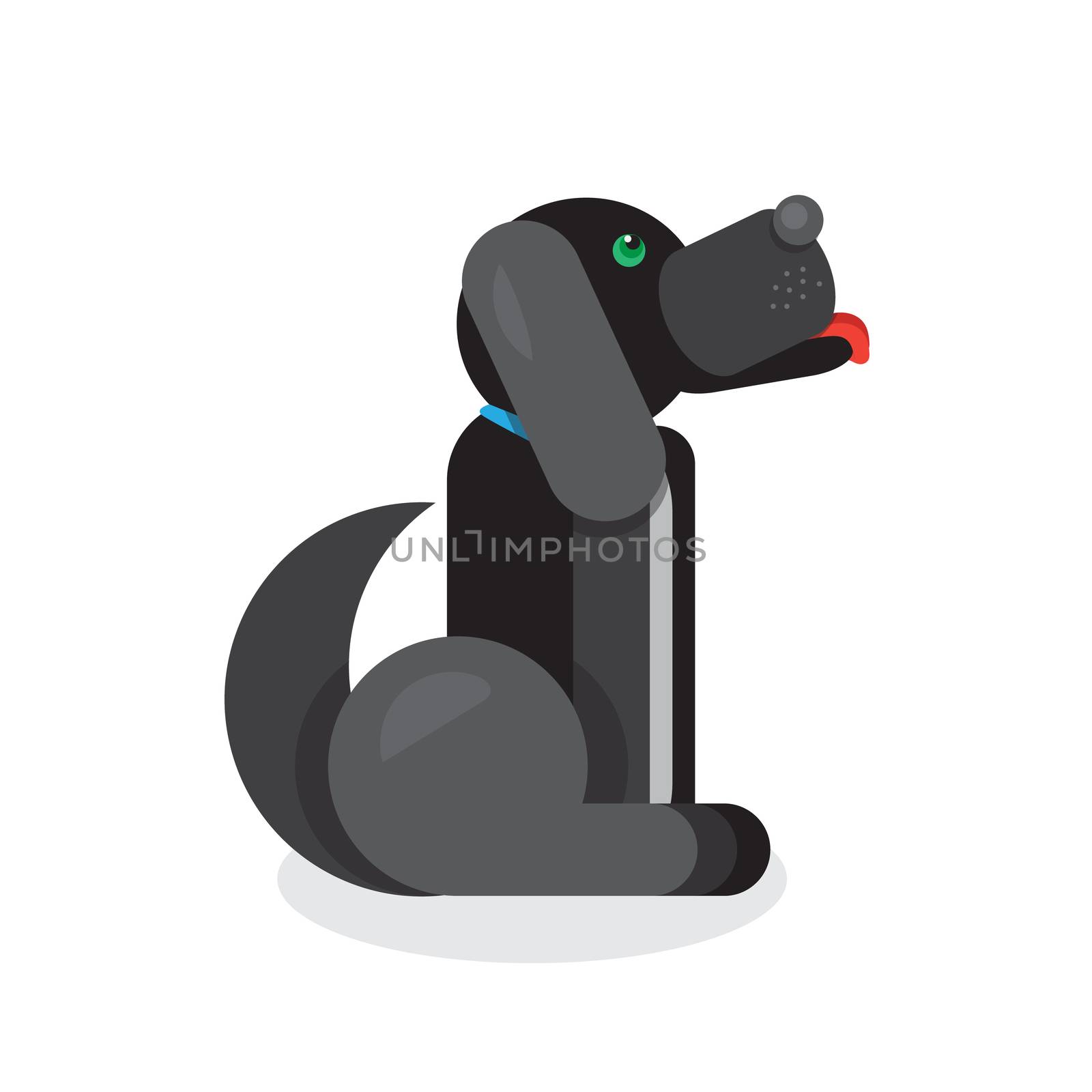 Black Dog in sitting position. Vet symbol. Pet icon. Vector
