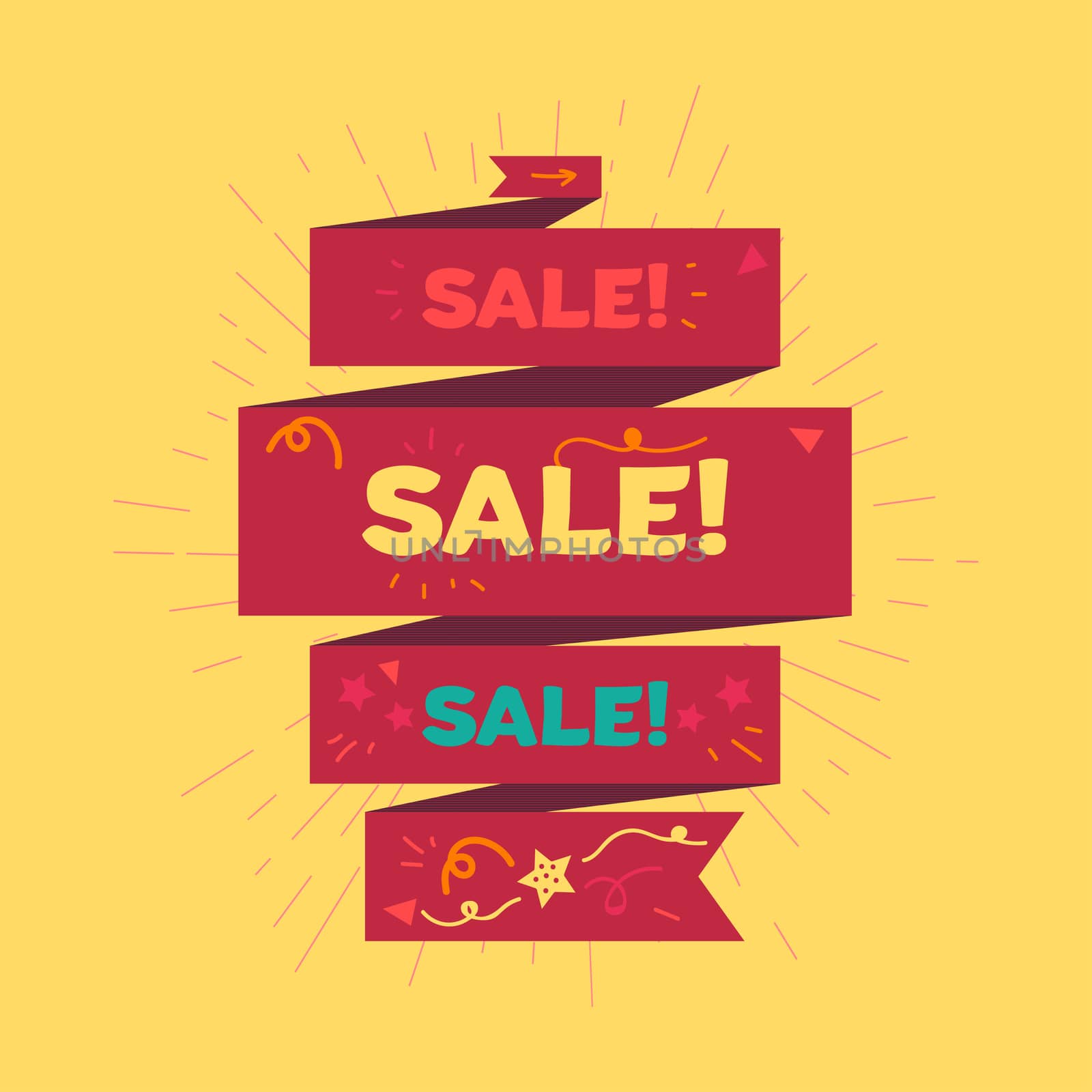 Advertising Sale Banner for Shop, Market and Store. Discount offer design element for print, flyer, sticker, poster, advertise, marketing. Vector