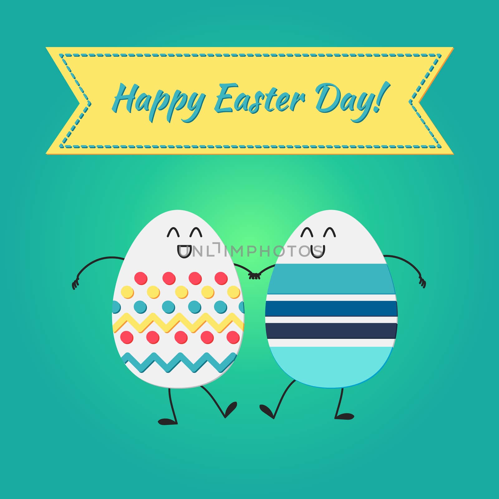 Happy easter with happy dancing egg. Vector
