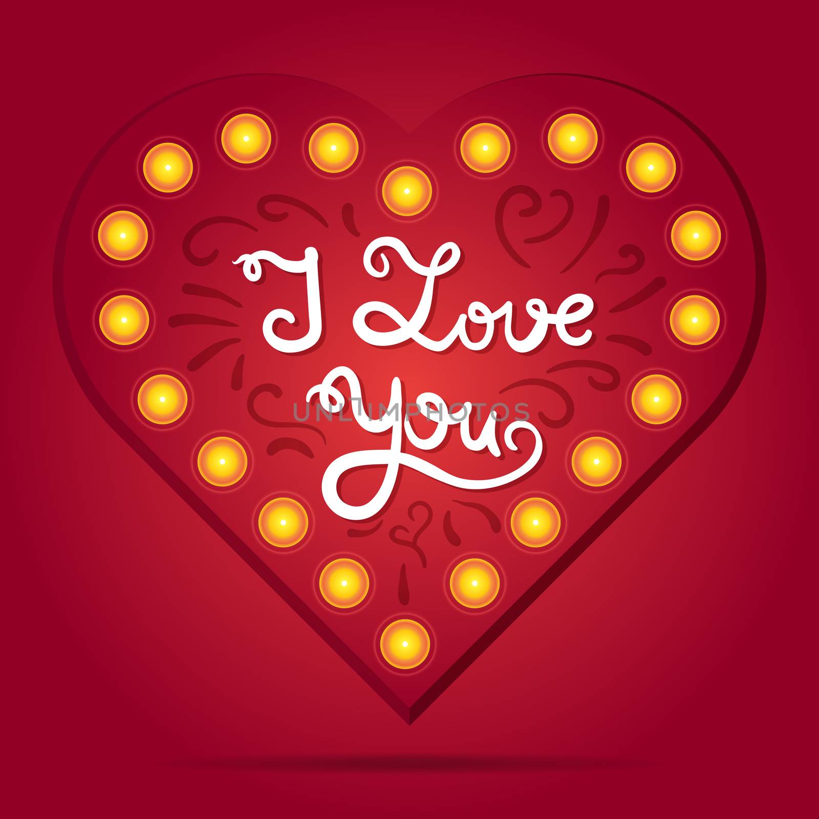 Retro heart with lettering. Red greeting about love for Valentine's Day. Vintage wedding card. I love you. Vector