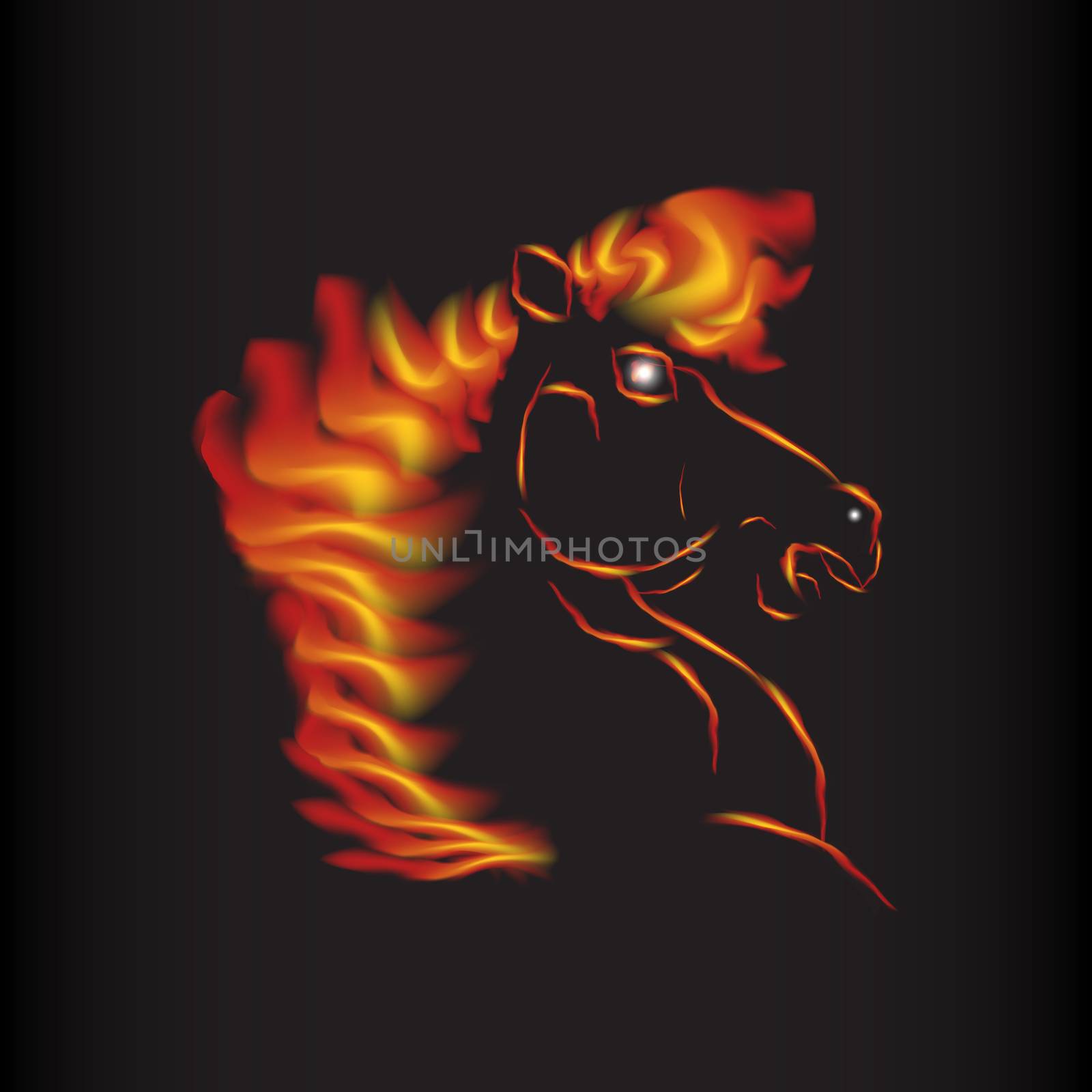 Fire Horse symbol and logo, flamy great power sign. Vector