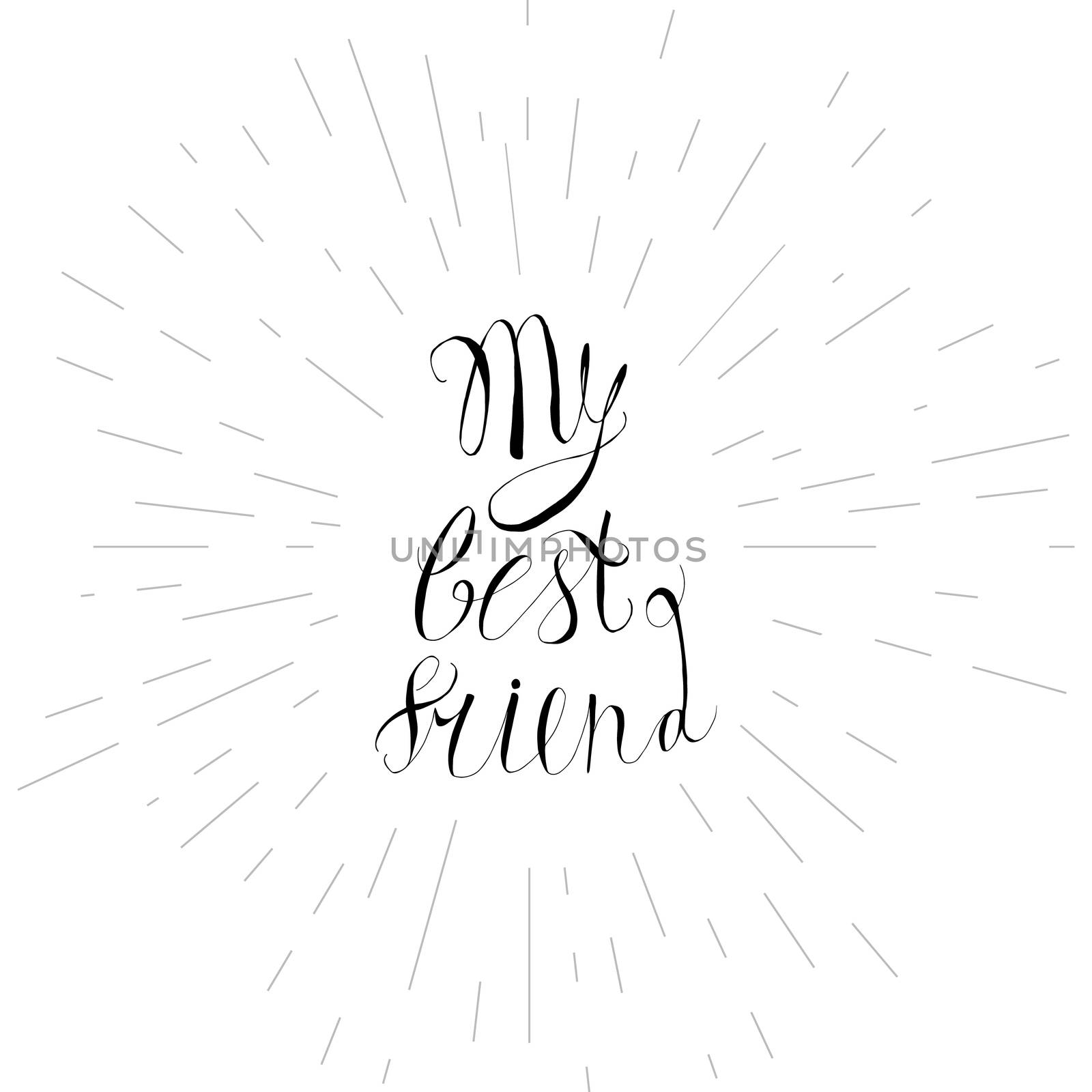 Vintage hand drawn friendship lettering hipster composition with phrase My best friend inscribed by script. Print, typographic, greeting, poster, t-shirt design about love, friend and pet. Vector