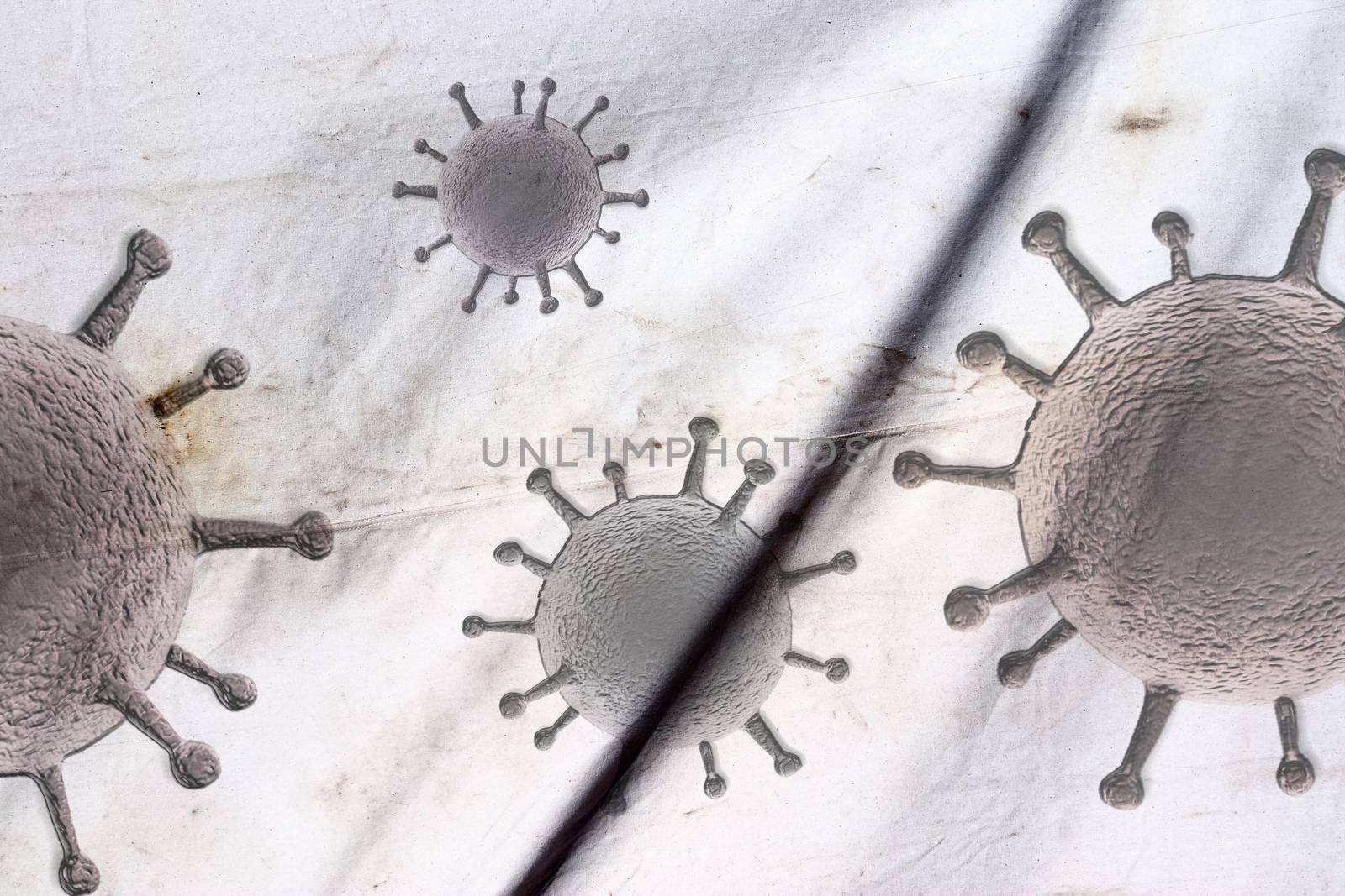 Folded textile and fabric textures with some virus fossil visualization