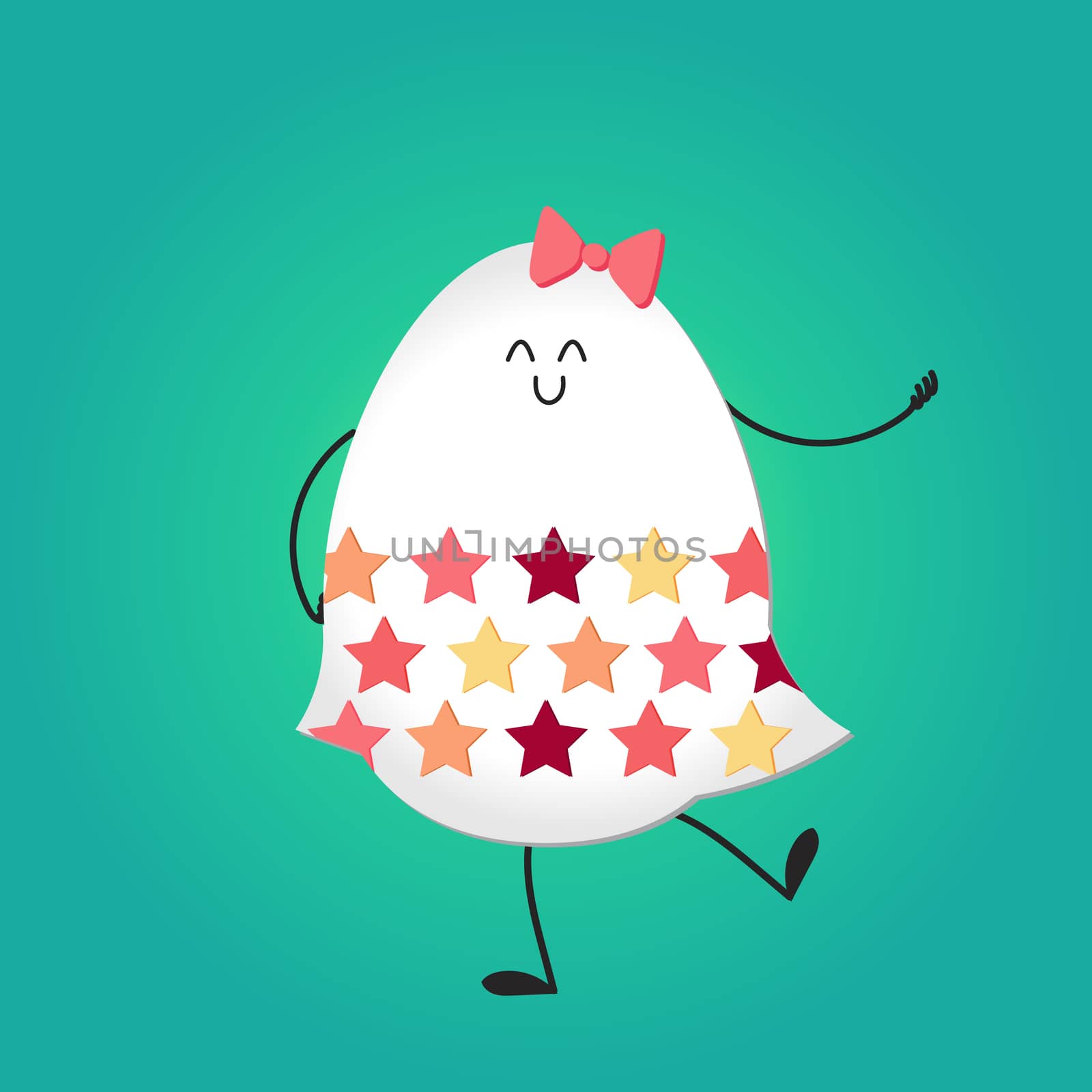 Happy easter with happy dancing egg. Vector
