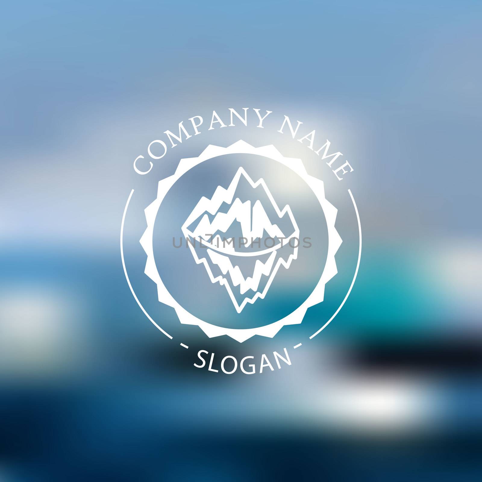 Nature and outdoor life adventure badge in hipster style. Travel sticker. Wildlife symbol in view mountain or iceberg,. Vector