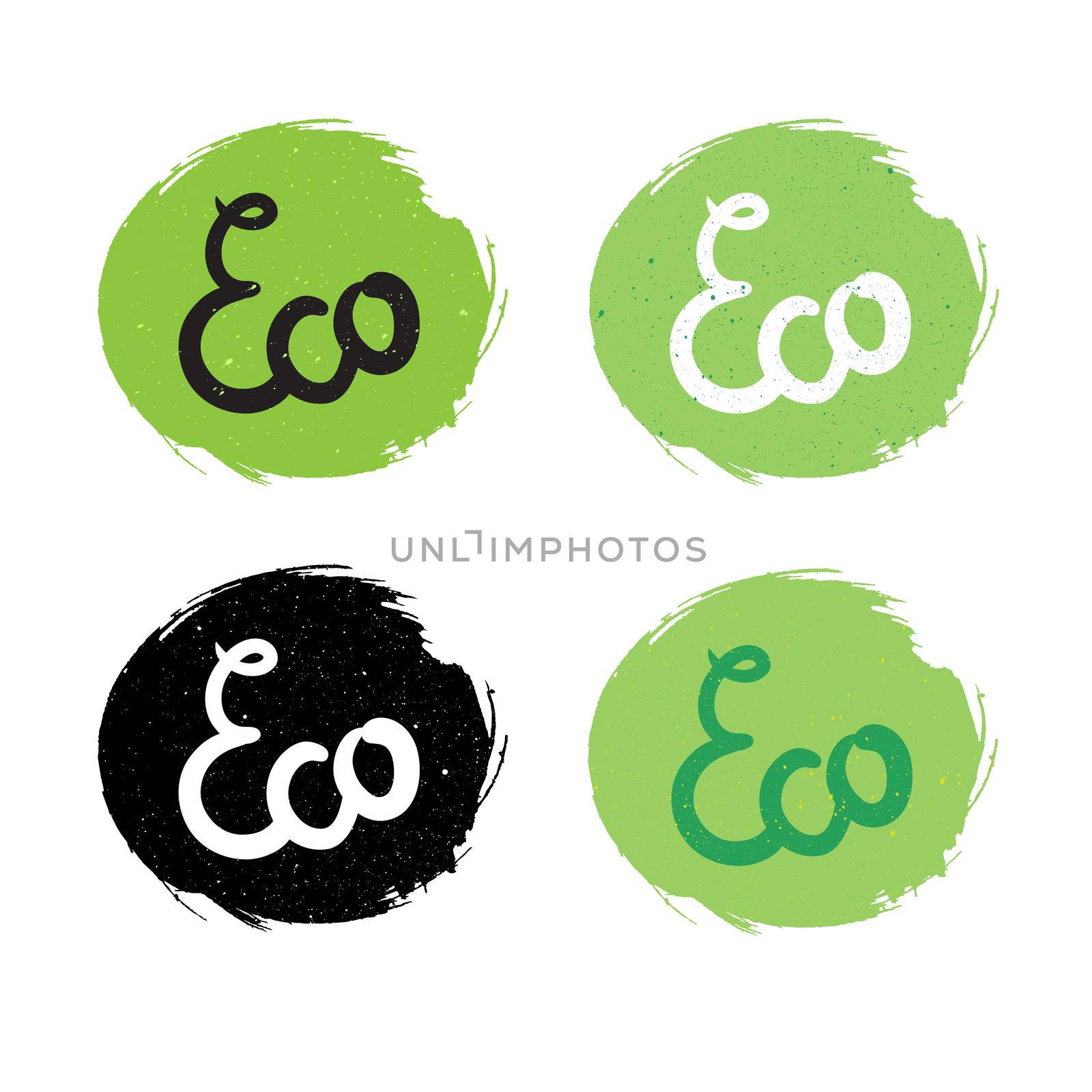 Hand drawn ecology and 100 percents natural lettering. Isolated grunge sticker or nature icon of quality for banner, web, card, print. Eco design. Vector