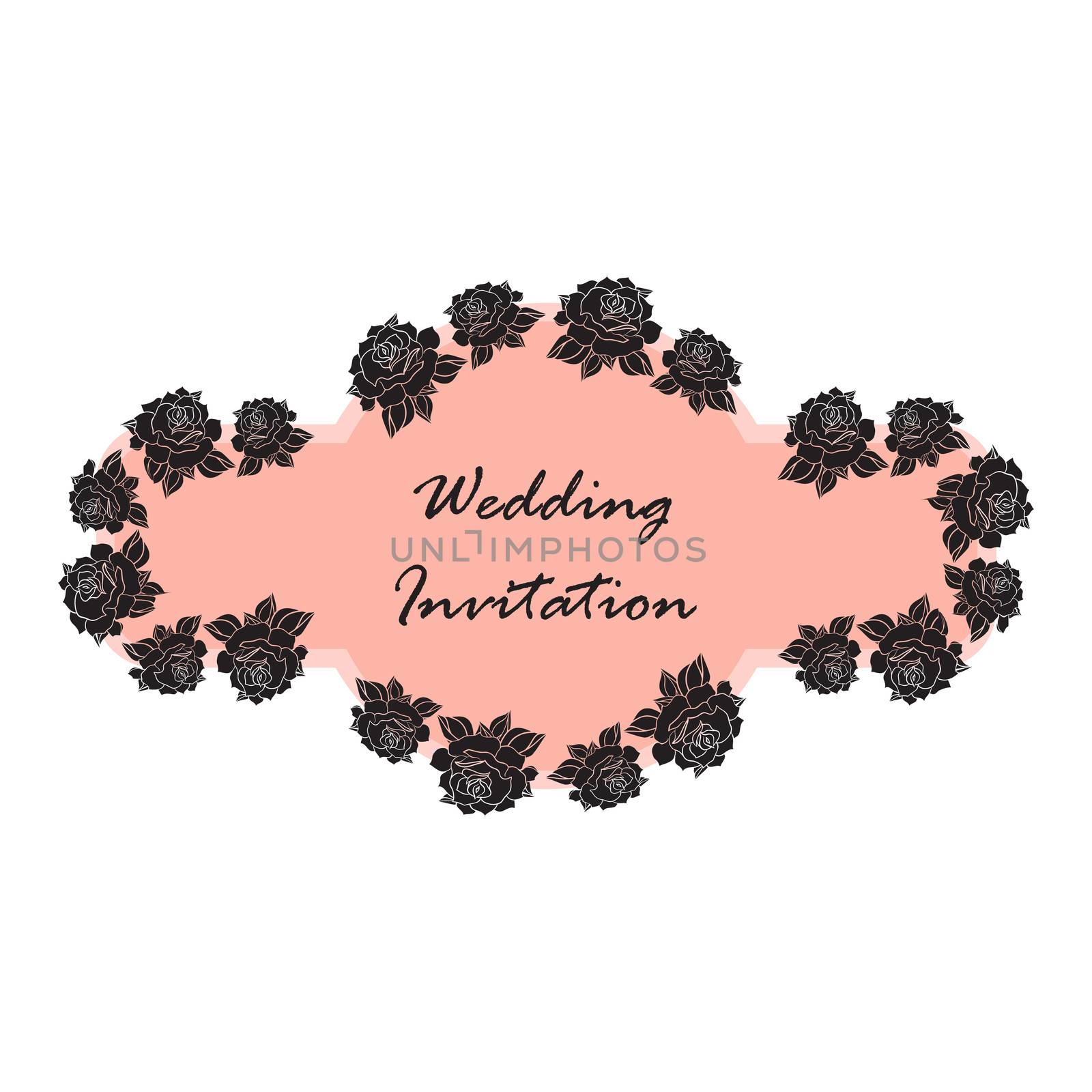 Hand Drawn Wedding Rose Banner. Flower Template for wedding, holiday, celebration. Rose for print, tattoo and digital art. Vector