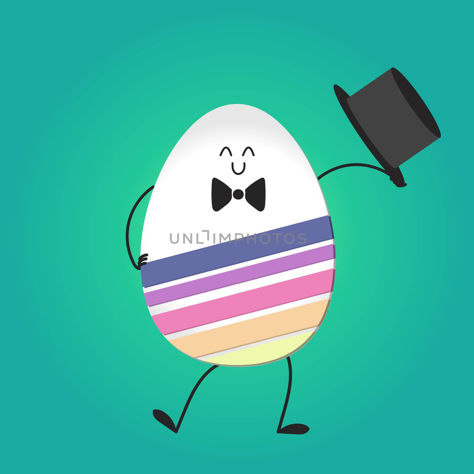 Happy easter with happy dancing egg. Vector