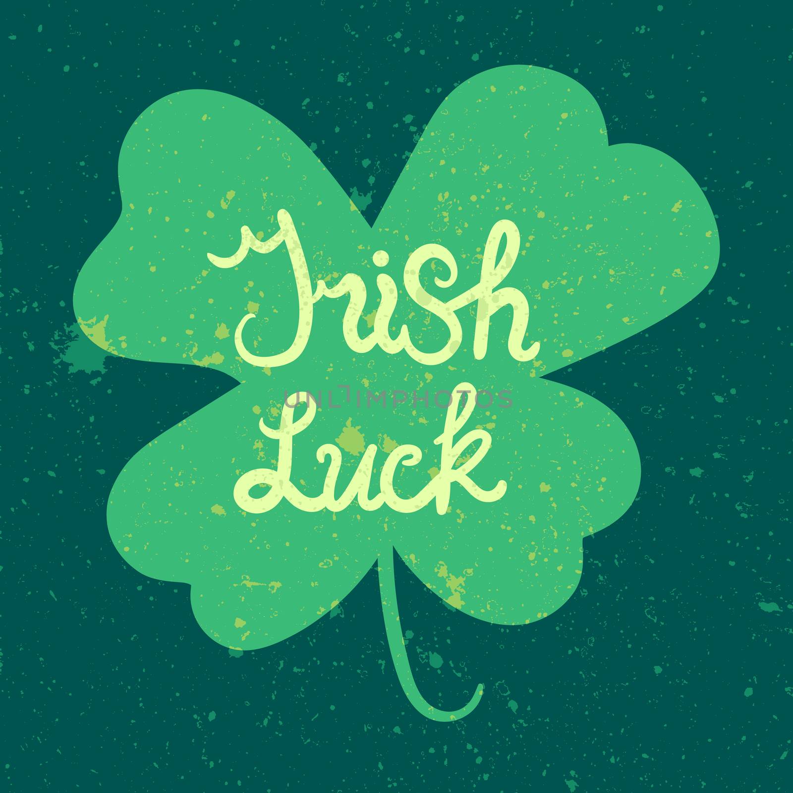 Irish Luck Lettering in clover. Motivation headline. Saint patrick day. Vector