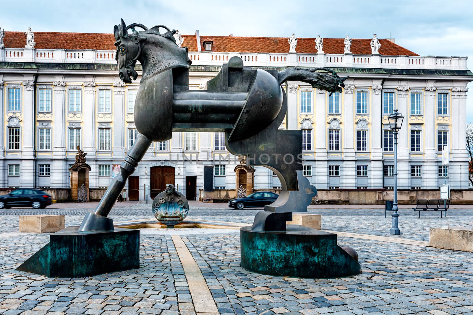 Horse sculpture in front of the Margrave Residence in Ansbach