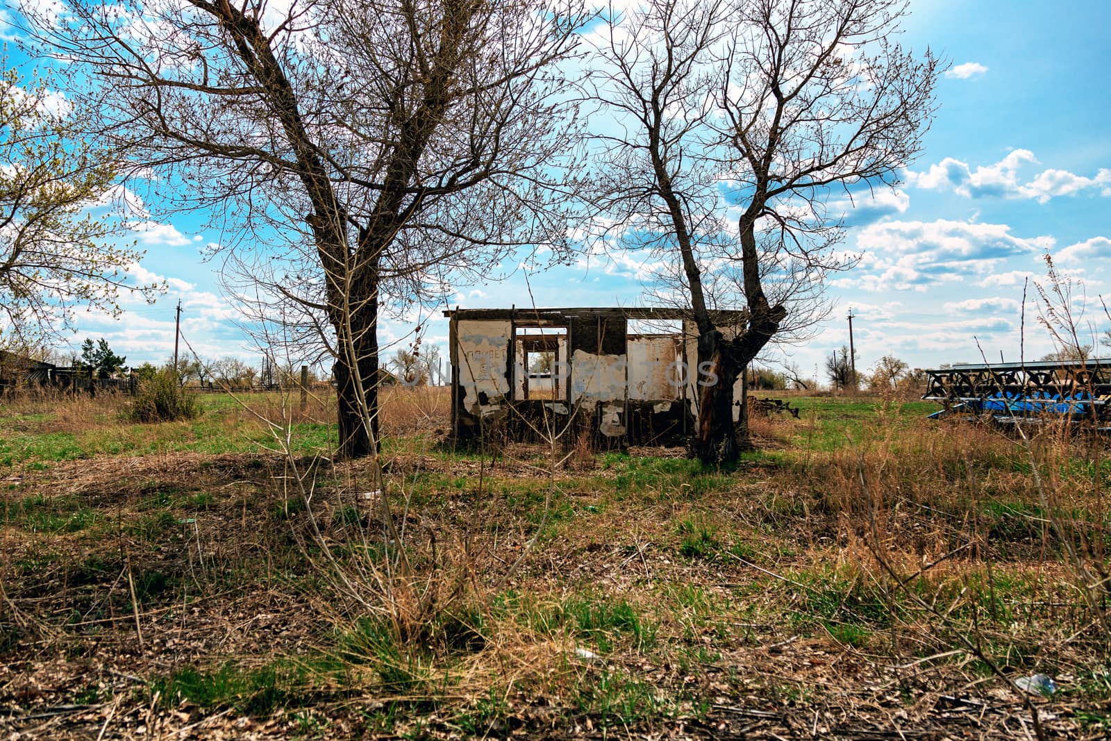 abandoned, ruined by time, abandoned house. Kazakhstan.