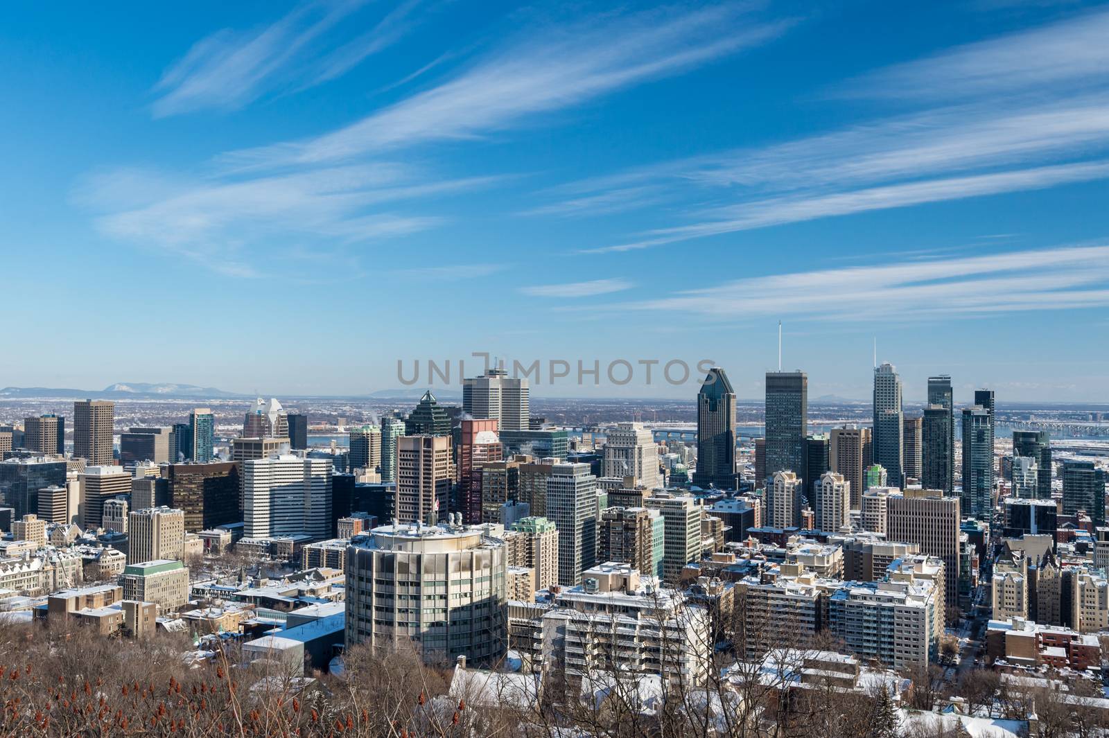 Montreal Skyline in winter from Kondiaronk Belvedere (February 2018)