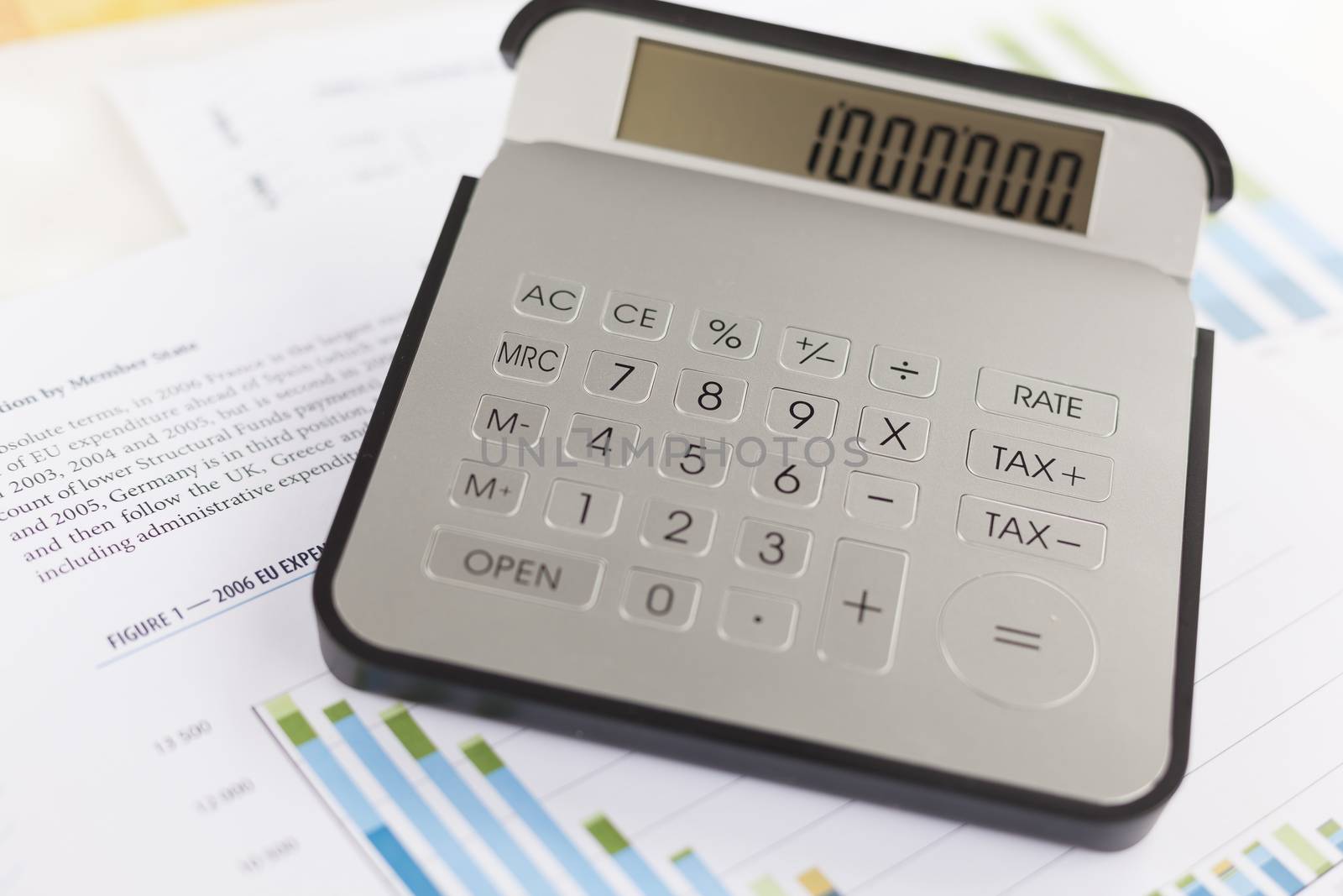 Business analysis - Checking accounting report on business table with calculator